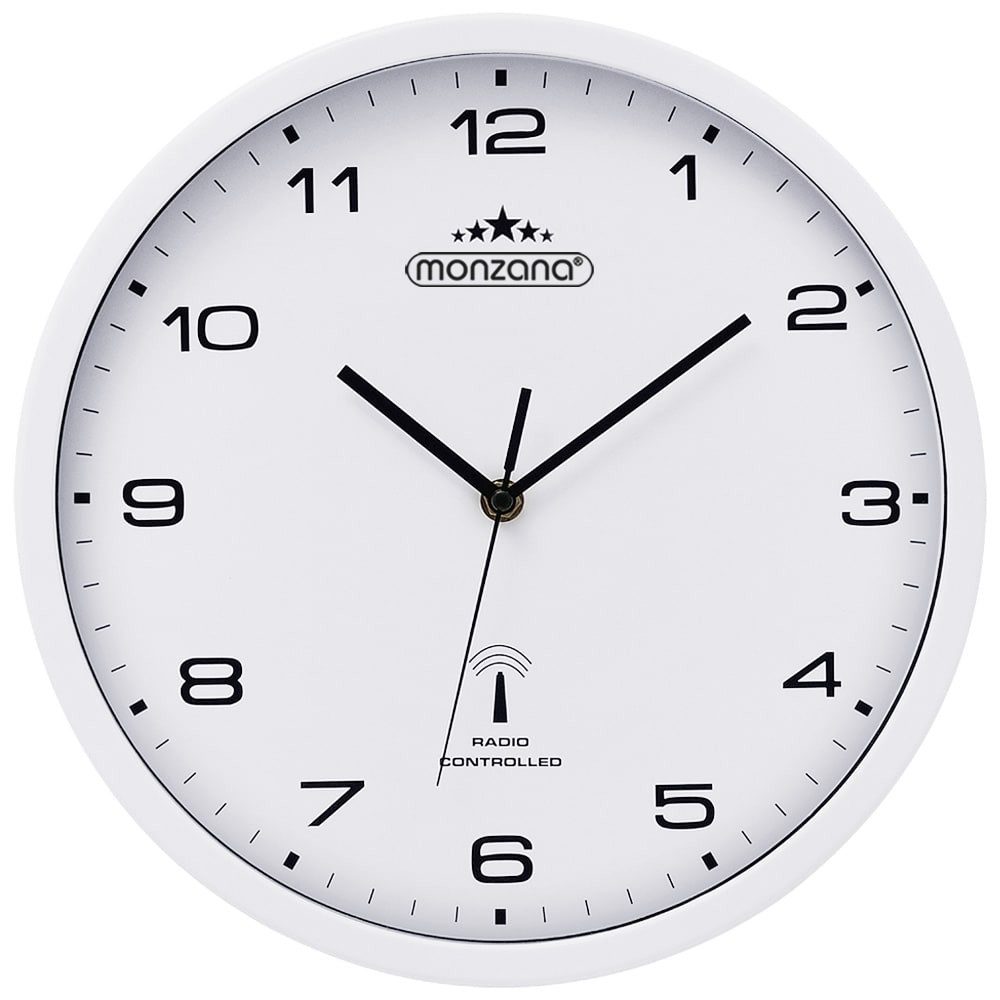 monzana Wanduhr (Funk Automatische Zeitumstellung Geräuscharm Quarzuhrwerk Weiß)