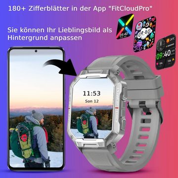 Deunis Smartwatch (1,83 Zoll, Android iOS), Herren Sportuhr mit Telefonfunktion Schlafmonitor Schrittzähler