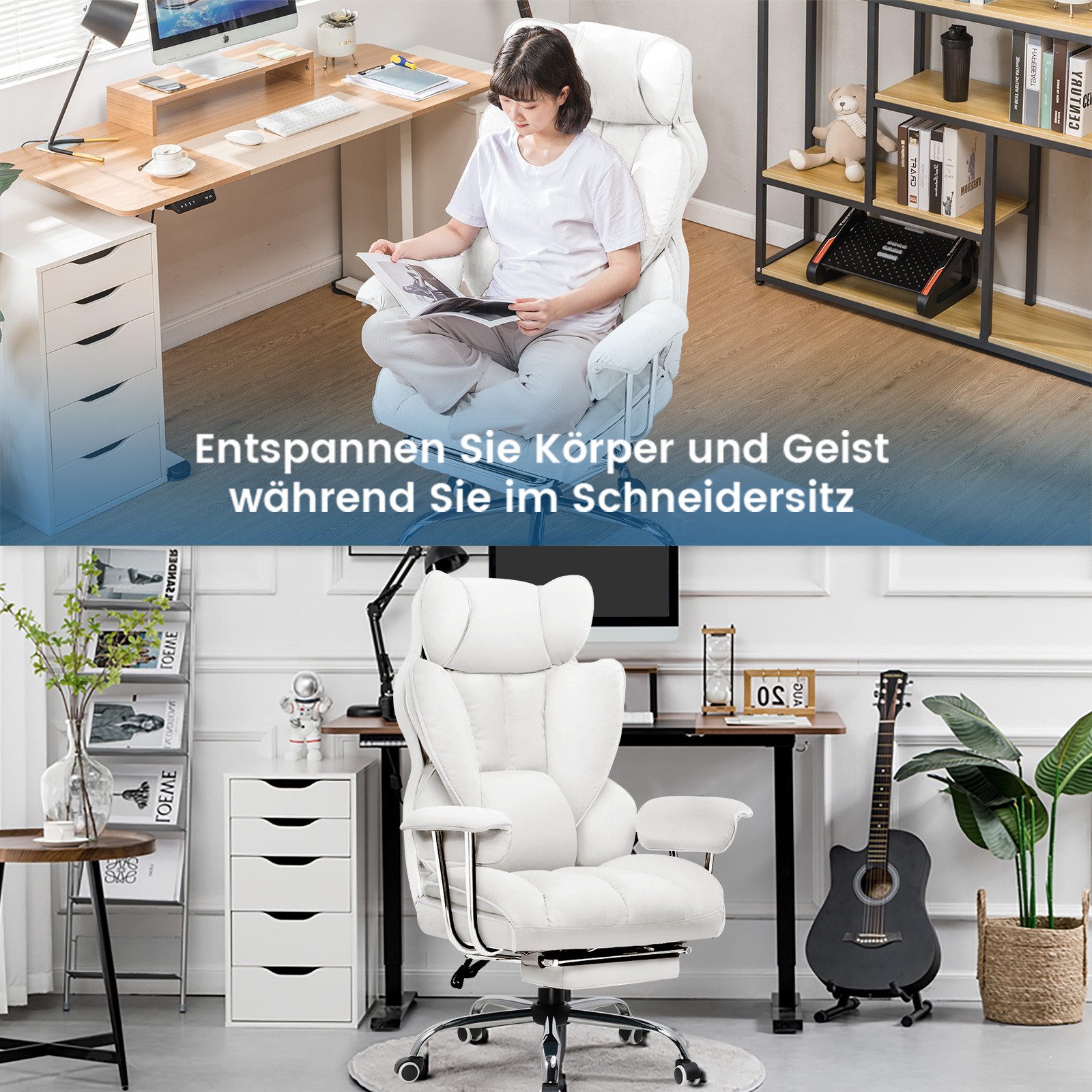 GTPLAYER Gaming-Stuhl Gamer Stuhl, Ergonomischer Bürostuhl mit Fußstütze, Gaming Chair mit Federsitzkissen, Gaming Sessel 180kg – Bild 3 von 5