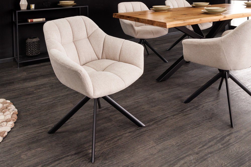 riess-ambiente Polsterstuhl PAPILLON champagner beige / schwarz (Einzelarti günstig online kaufen