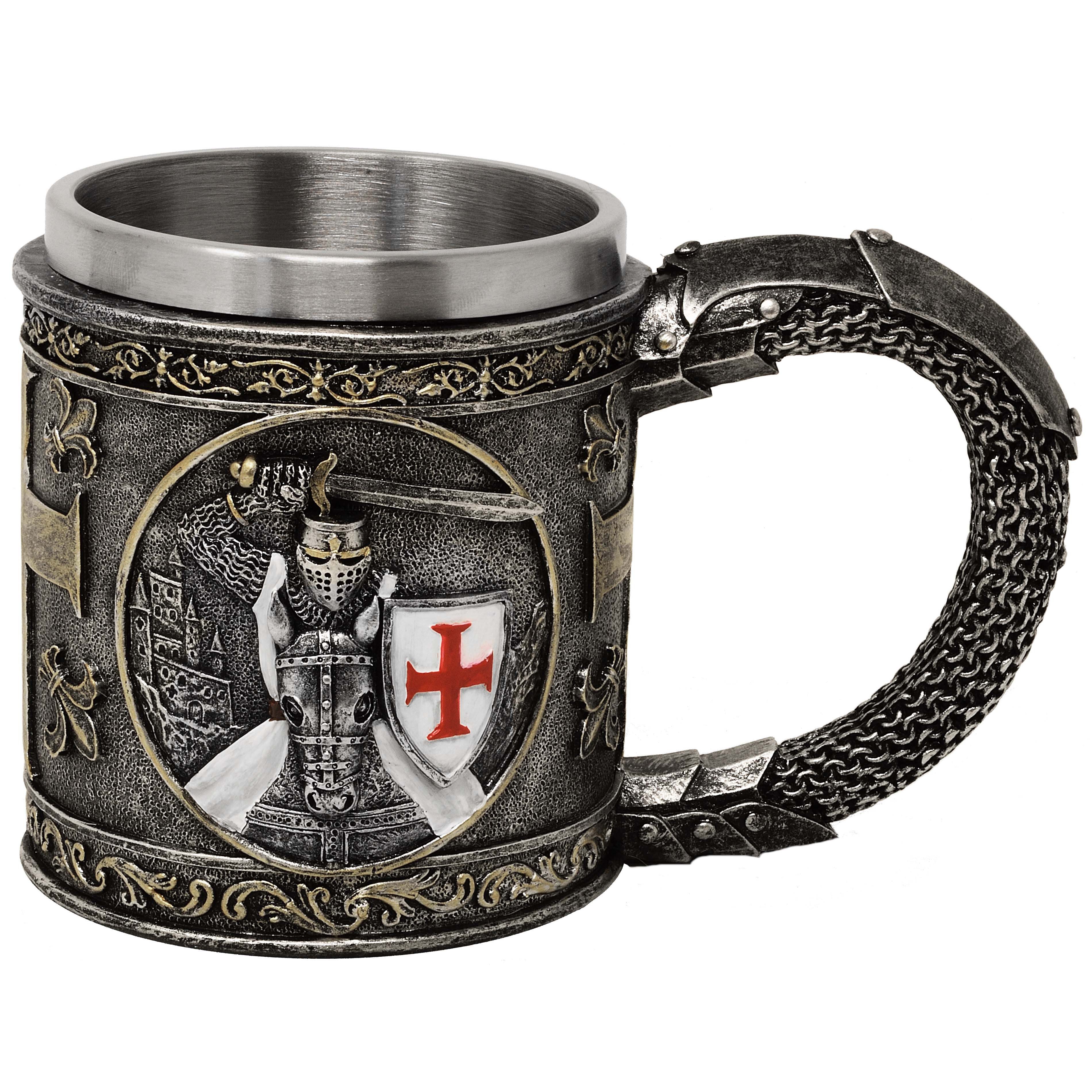 Bierkrug Krug Kreuzritter weiß auf Pferd Ritterkrug Ritter Mittelalter