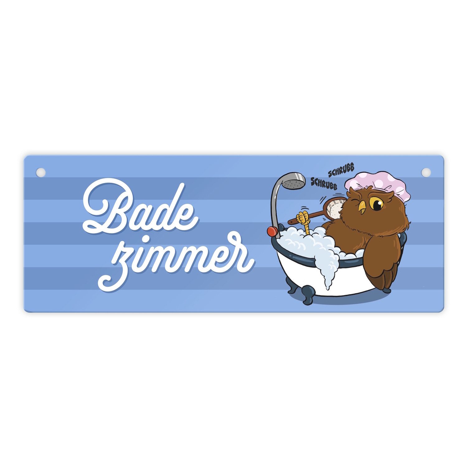 Metallschild Eule in Badewanne Metallschild mit Spruch Badezimmer