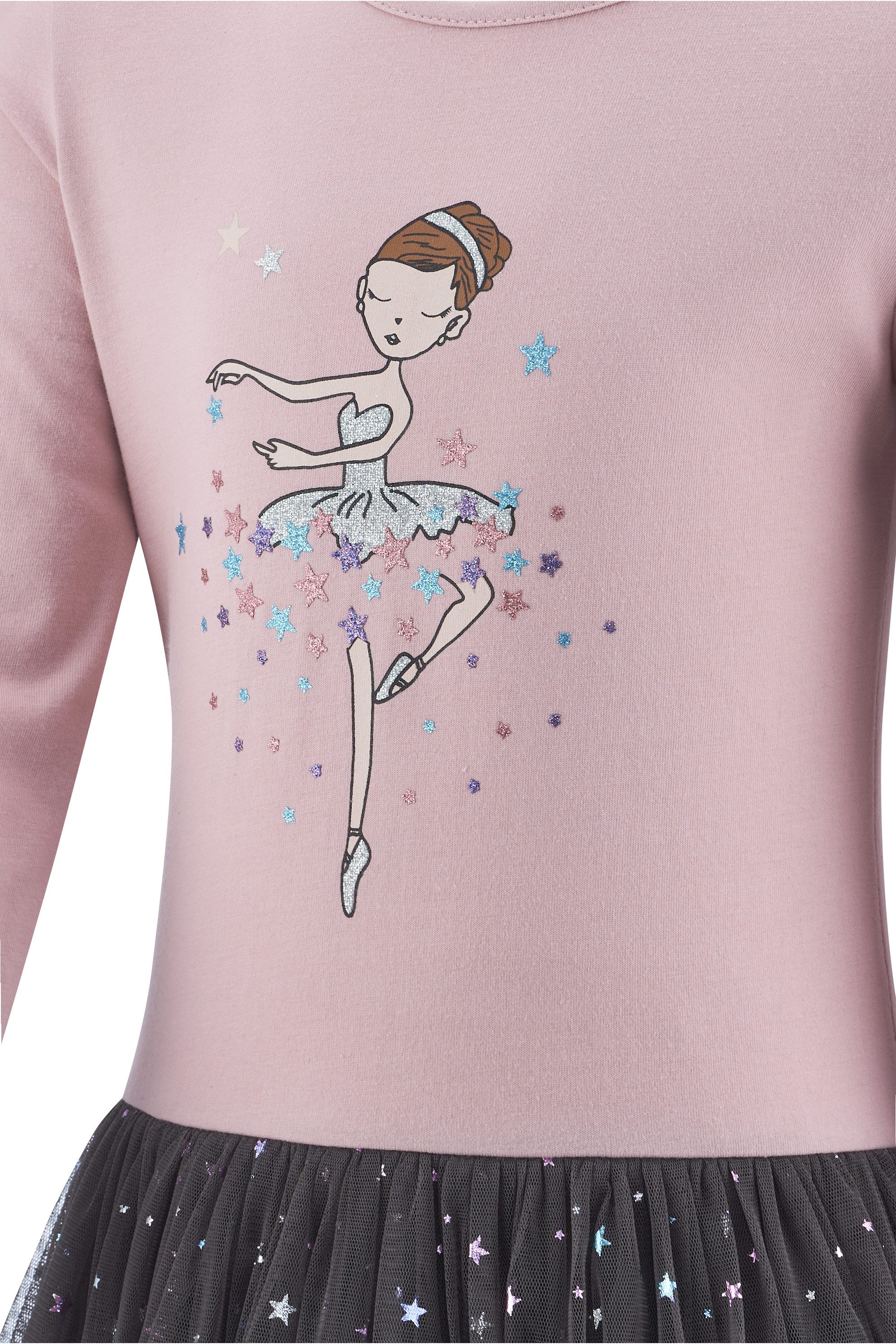 happy girls Jerseykleid Baumwolle mit Stretch, Tüllrock, Glitzerdetails – Bild 4 von 4