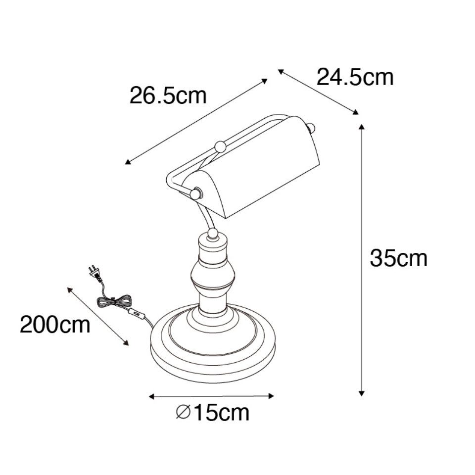Qazqa LED Schreibtischlampe Banker, ohne Leuchtmittel, Warmweiß, QAZQA Büro lampe, e27, Bronze, Stahl, classic-antique