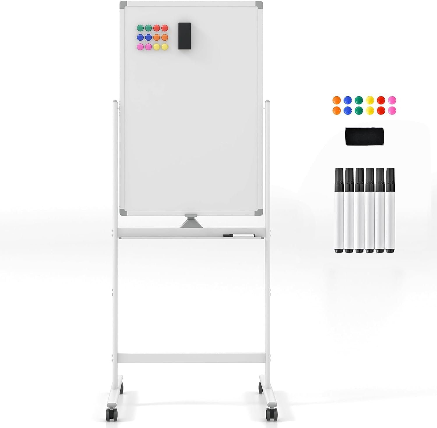KOMFOTTEU Magnettafel Whiteboard, mit Ständer & Zubehör Set, 60 x 90cm