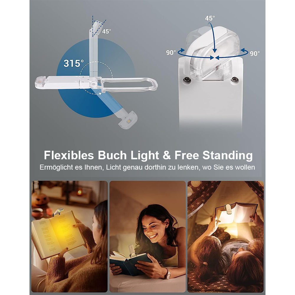 LED-Leuchte Smarte Buchleuchte, wiederaufladbar Weiss USB warmweiß, MOUTEN