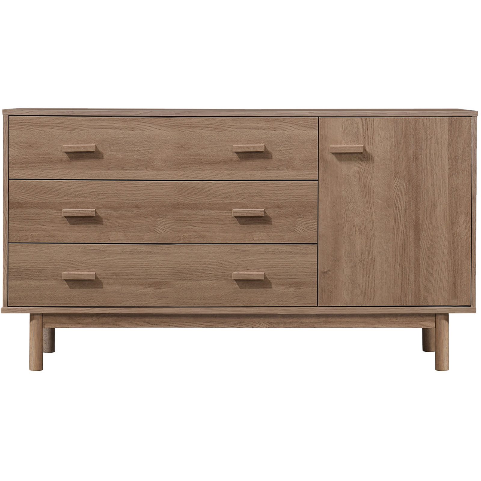 loft24 Sideboard Mason, Anrichte, 3 Schubladen, 1 Tür, MDF, Holzoptik, Breite 144 cm