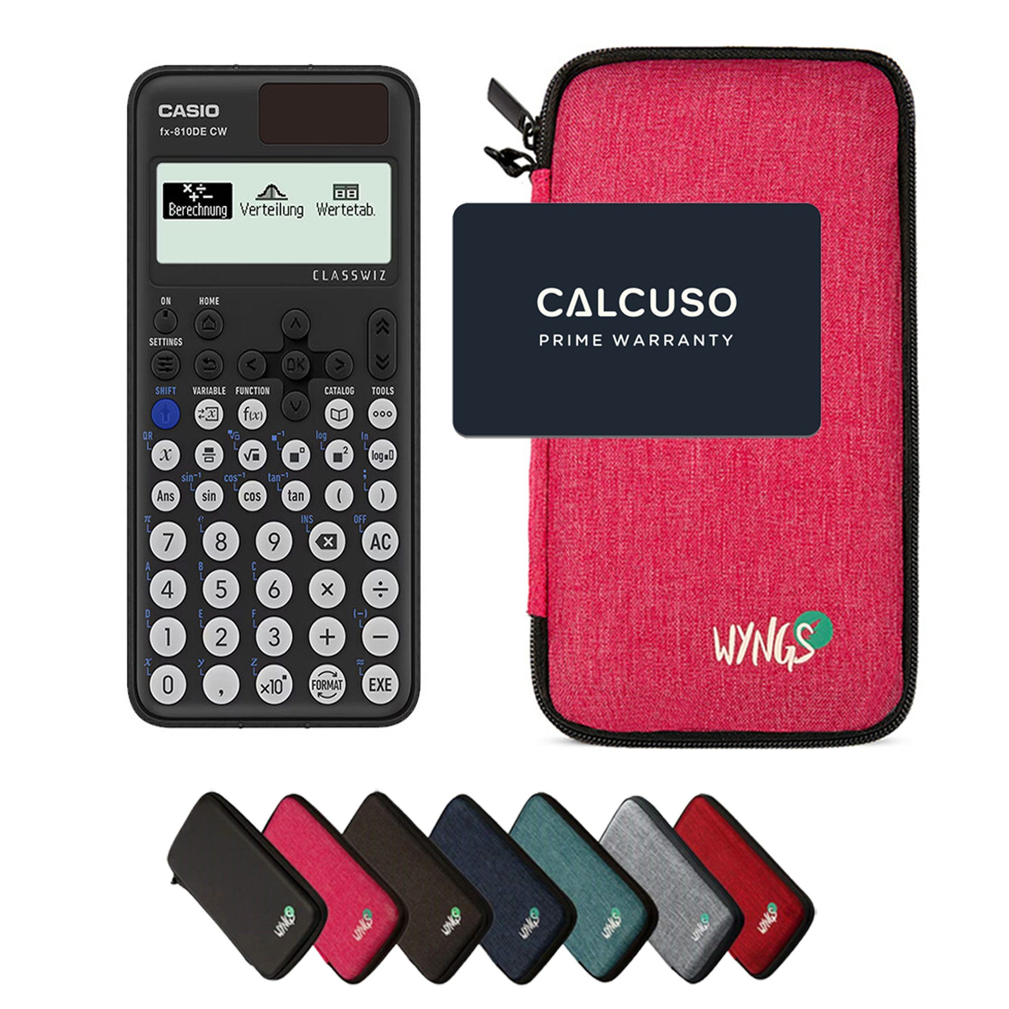 CASIO Taschenrechner fx-810DE CW ClassWiz inkl. WYNGS Schutztasche Pink
