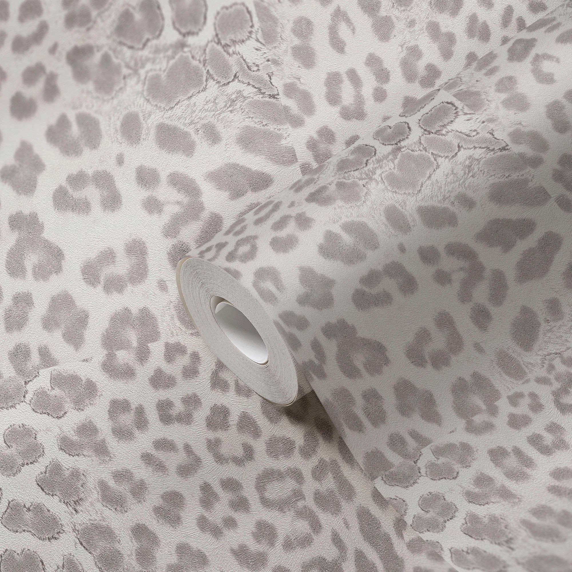 Desert Leopardenmuster grau/weiß Fellimitat, Création strukturiert, A.S. print, Vliestapete Tapete gemustert, living Lodge, walls animal