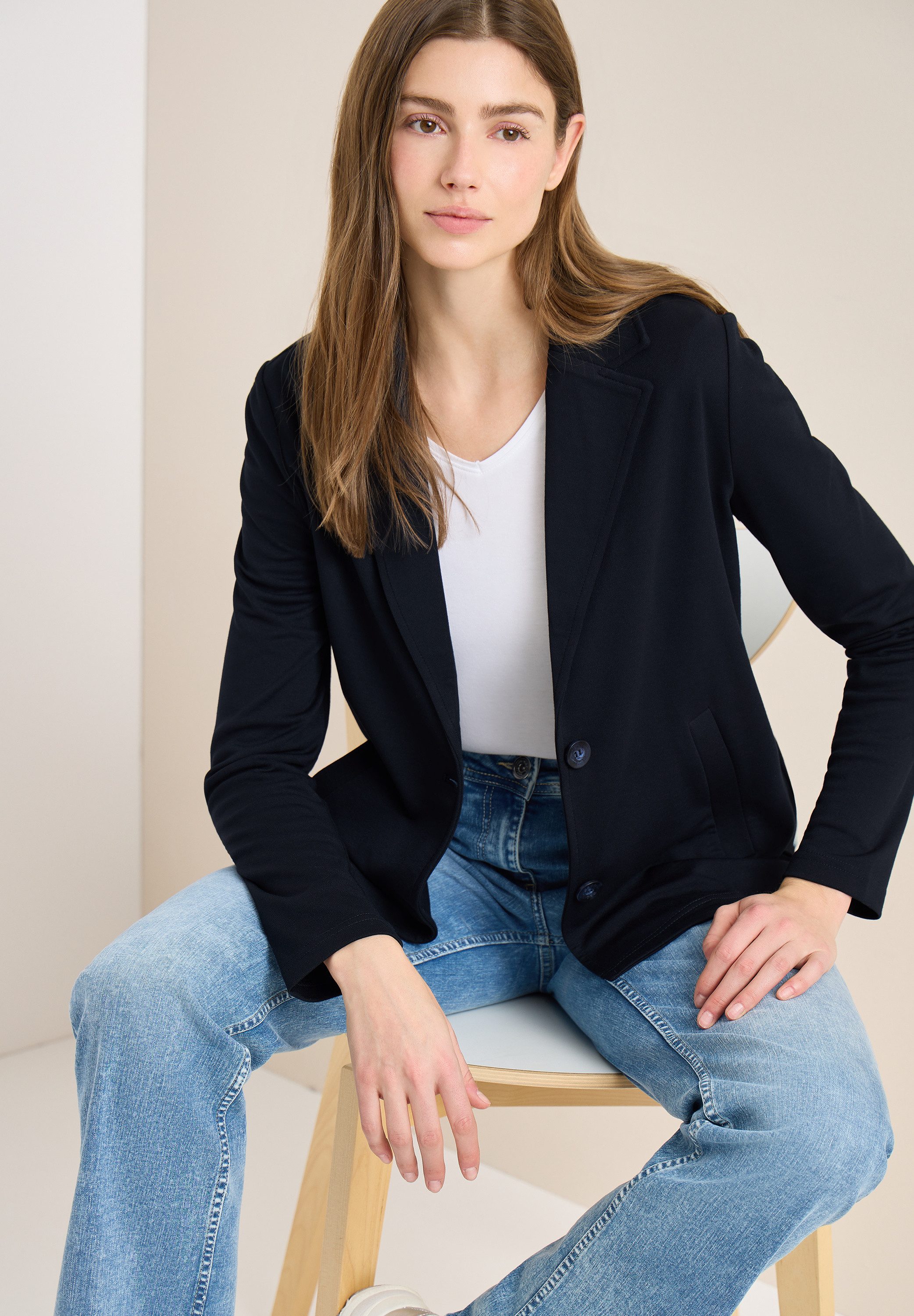 CECIL Sweatblazer mit Knopfverschluss und Viskose