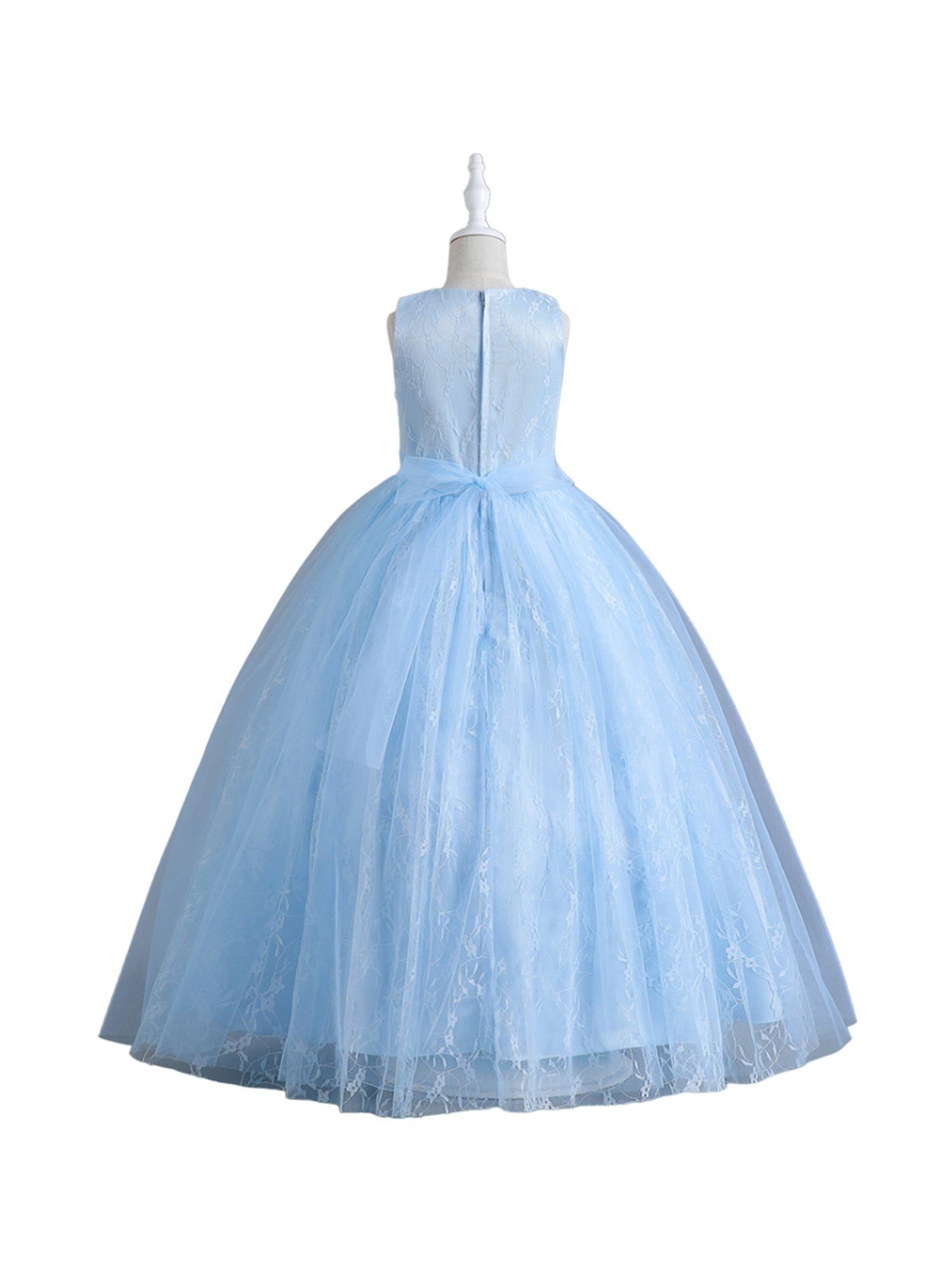 LAPA Abendkleid Mädchen Kleid mit Blau Bodenlanges Einfacher Spitze Partykleid