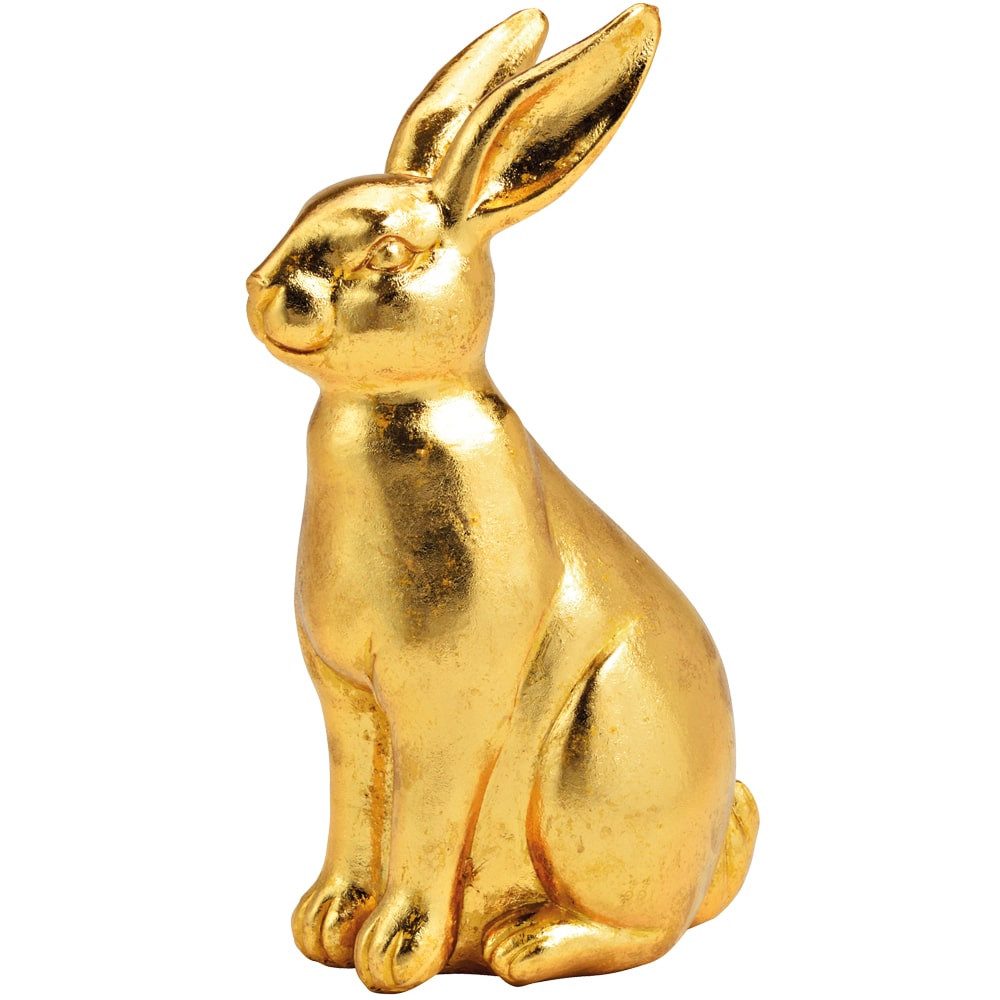 matches21 HOME & HOBBY Dekofigur Osterhase Hase Osterdeko Deko Figur Ostern Polyresin gold 22 cm (1 St)