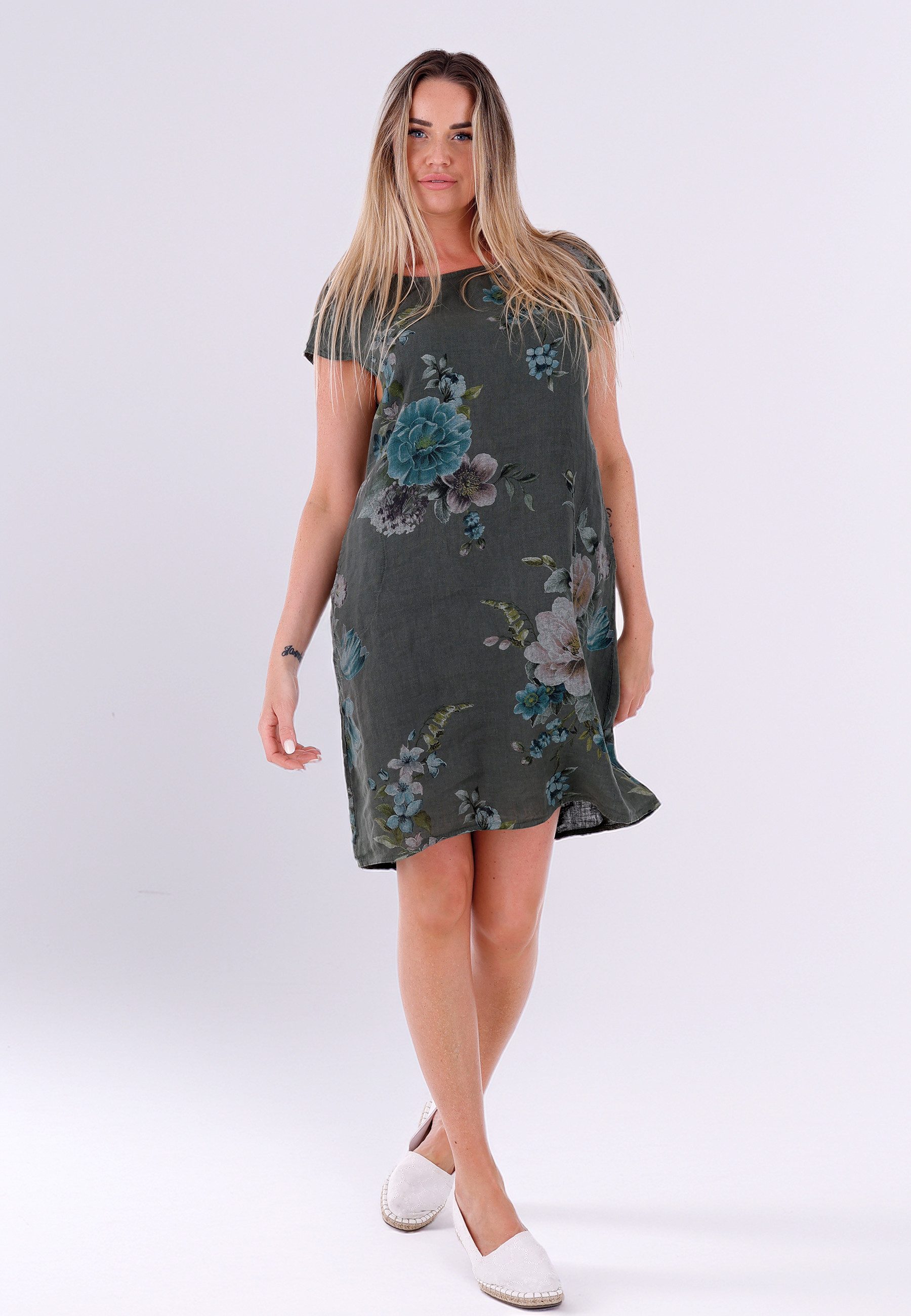 Sommerkleid Leinenkleid mit floralem Print – natürlich, bequem & vielseitig