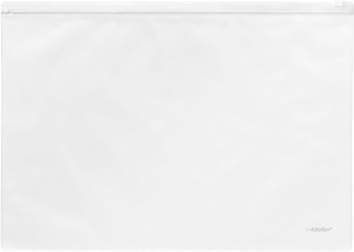 FOLDERSYS Prospekthülle Gleitverschlusstasche 255x360 mm PVC mit Plastikzip Zipp weiß