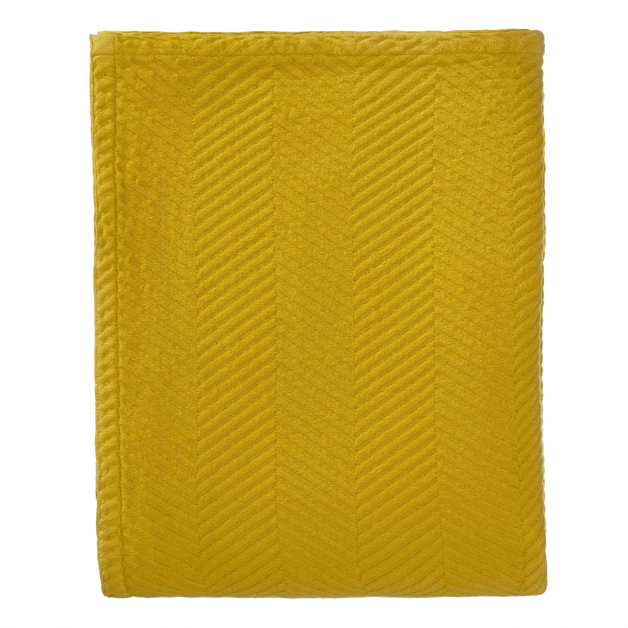 Urbanara Tagesdecke Baumwolldecke Lixa, Plaid aus Baumwolle mit Fischgrätstruktur