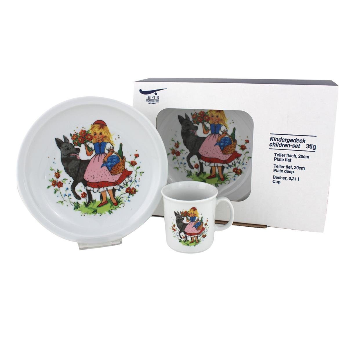 TRIPTIS® Thüringer Meisterporzellan Kindergeschirr-Set Triptis Rotkäppchen Kinderset 3tlg., 1 Personen, Porzellan