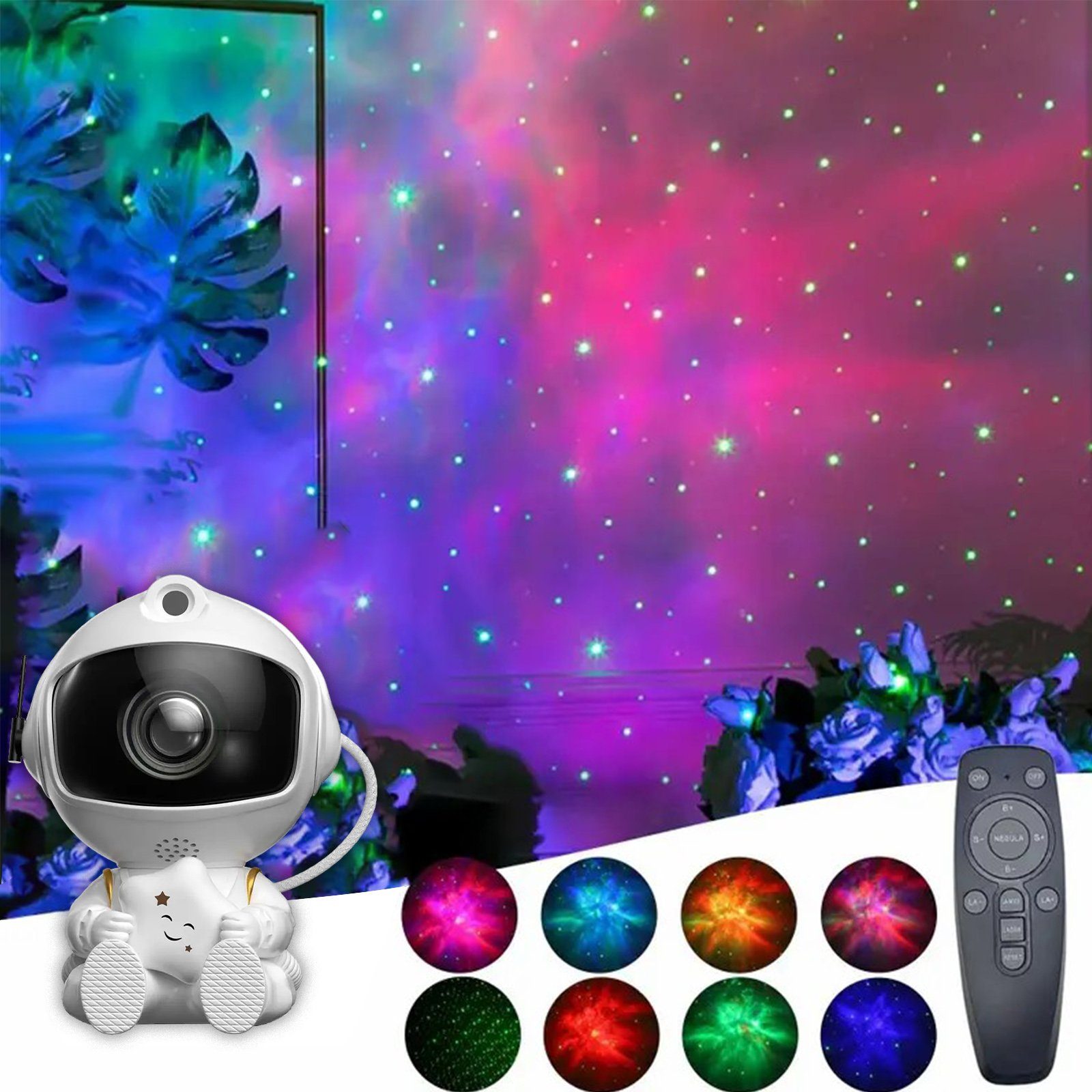 Laybasic Nachtlicht LED Nachtlicht Sternenhimmel Weihnachten Kinder Erwachsene Projektor,LED für AstronautStar, Weiß Dekoration Lampe Geschenke Deko Projector, und Galaxy