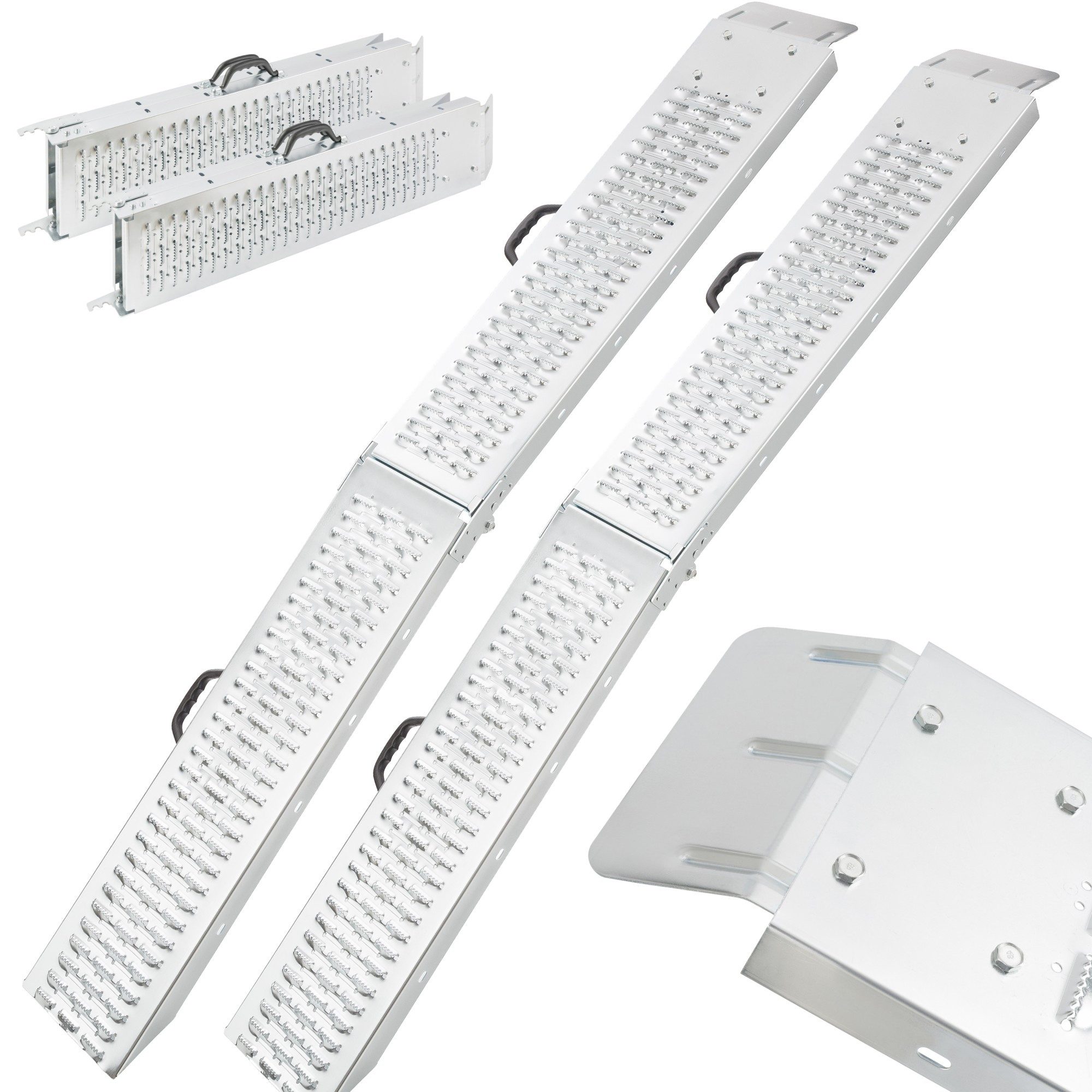 Arebos Auffahrrampe 2 x, Auffahrschienen, Klappbar (Faltbare Stahlrampe 180 cm), 400 kg pro Paar, 180 x 22,5 x 4,5 cm