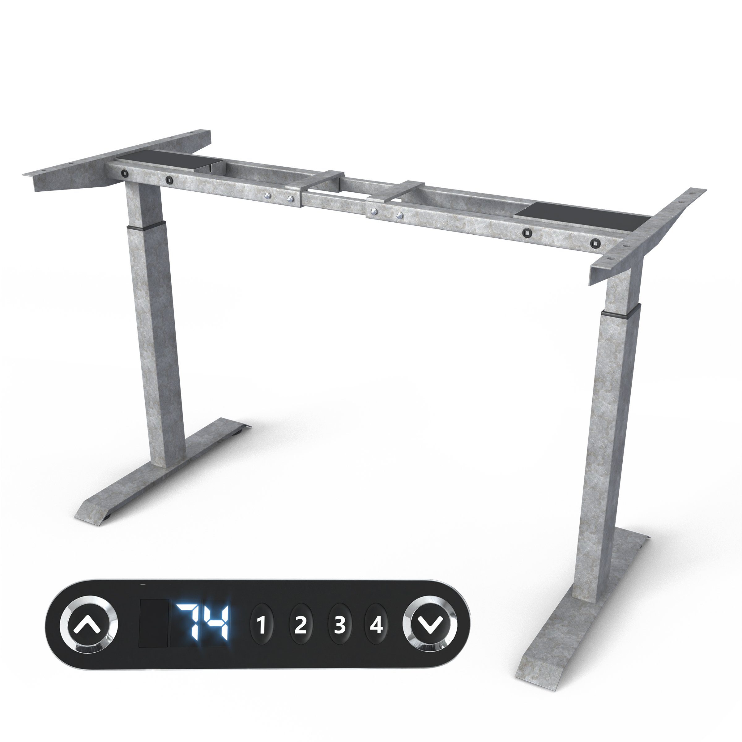 VESKA Schreibtisch Rahmen Höhenverstellbar mit Dual Motor Tischgestell - Elektrisch mit Memoryfunktion Bürotisch Gestell Stein-Grau