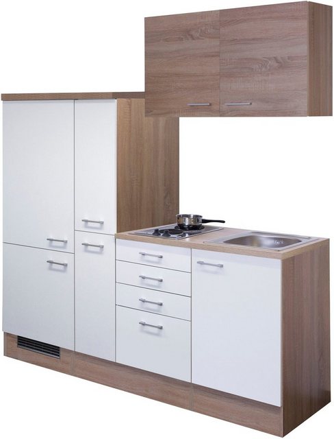 Flex Well Küchenzeile, Gesamtbreite 190 cm, mit Apothekerschrank, mit Einbau Kühlschrank, Kochfeld und Spüle, in vielen weiteren Farbvarianten erhältlich  - Onlineshop Otto