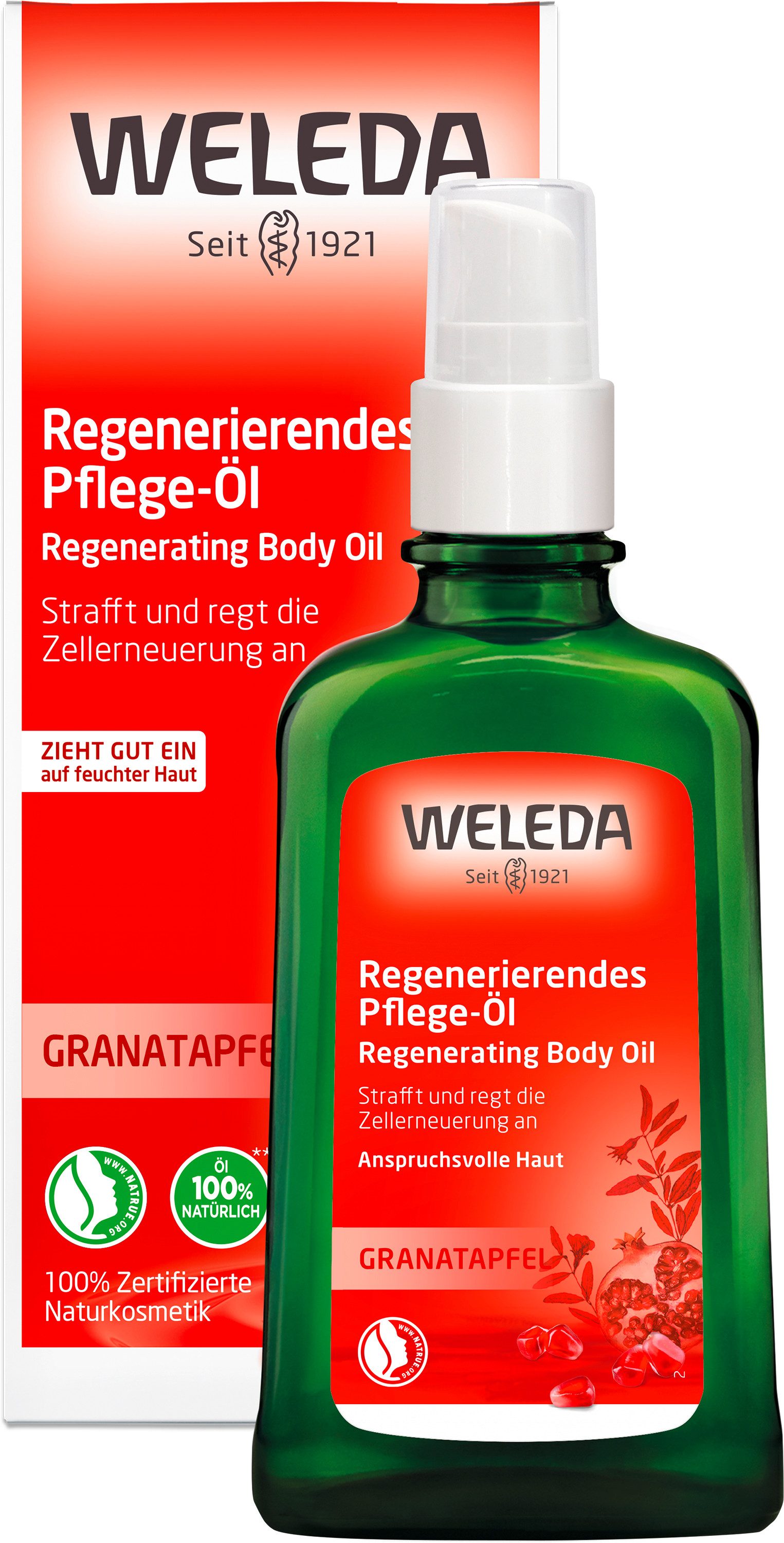 WELEDA Körperöl REGENERIERENDES PFLEGE-ÖL GRANATAPFEL, fördert die Elastizität & Festigkeit, bewahrt die Feuchtigkeit