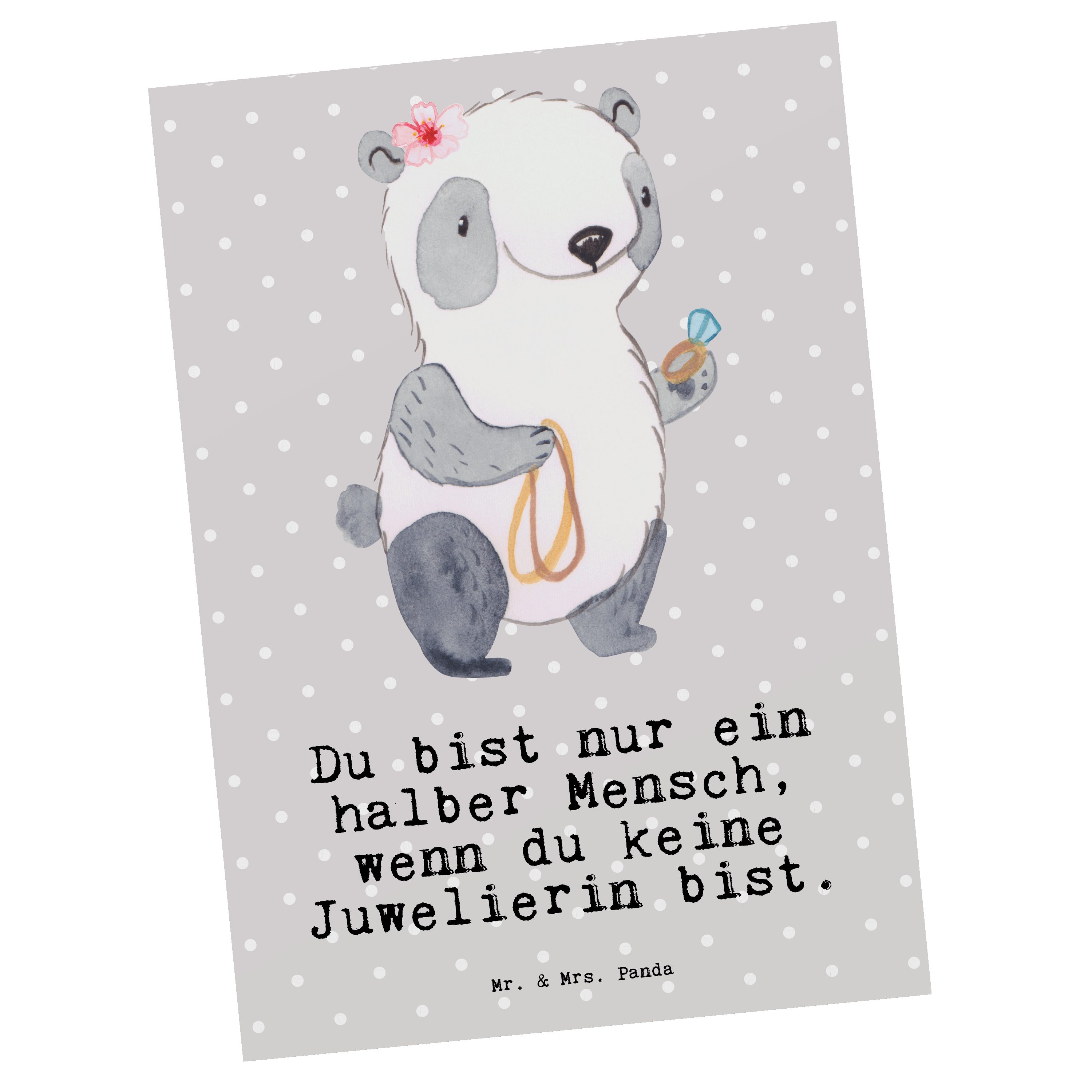 mit Ansichtskart Jubiläum, - Geschenk, Juwelierin Mr. - Grau & Pastell Mrs. Postkarte Herz Panda