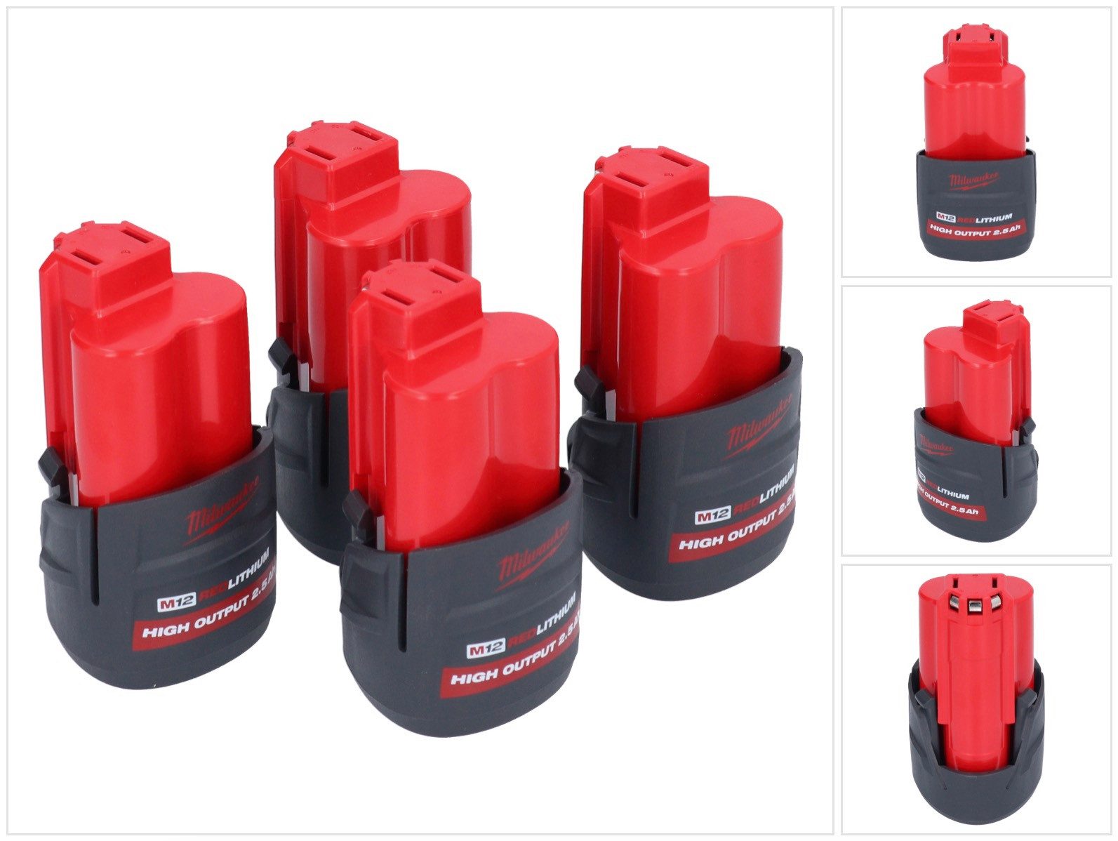Milwaukee Akku Set 4x M12 HB2.5 High Output 12 V 2,5 Ah / 2500 mAh Li-Ion Akku Akkupacks