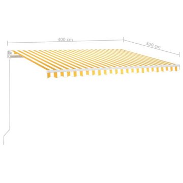 vidaXL Markise Markise Manuell Einziehbar mit LED 400x300 cm Gelb und Weiß