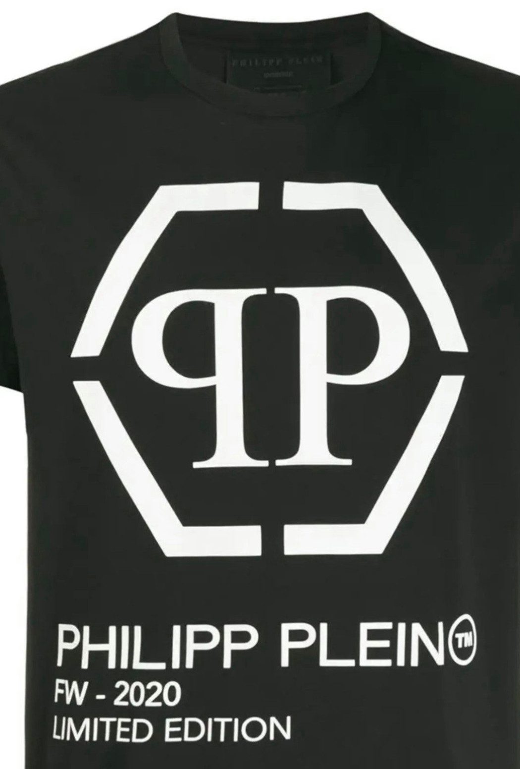 PHILIPP PLEIN T-Shirt Gold Cut T-Shirt Limited Edition FW20 Logo Shirt Rundhals Top doppelt genähte Säume,Sechseckiges Logo an der Passe