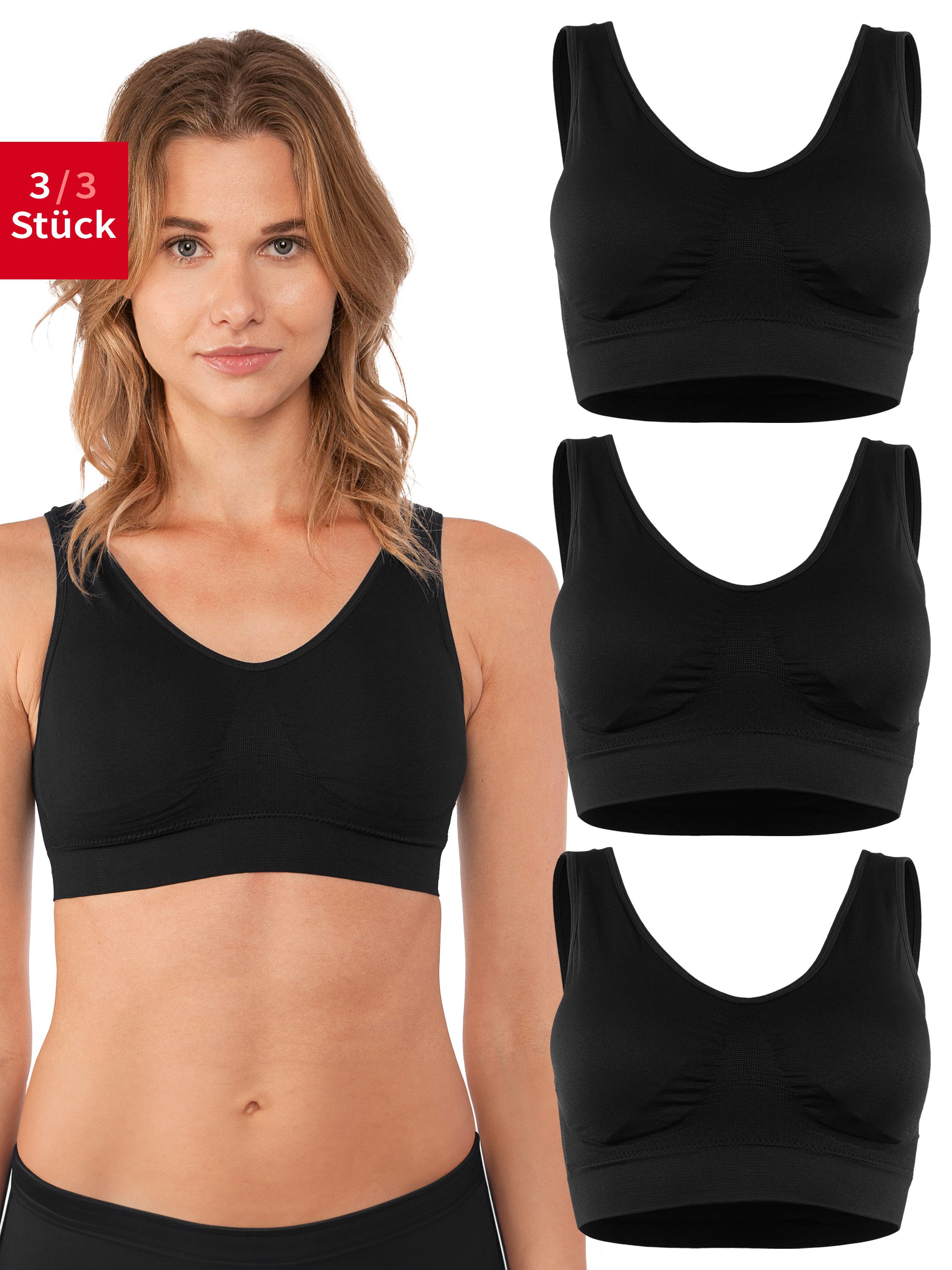 Fabio Farini Sport-BH Gepolsterter Schalen BH starker Halt ohne Bügel (Pack günstig online kaufen