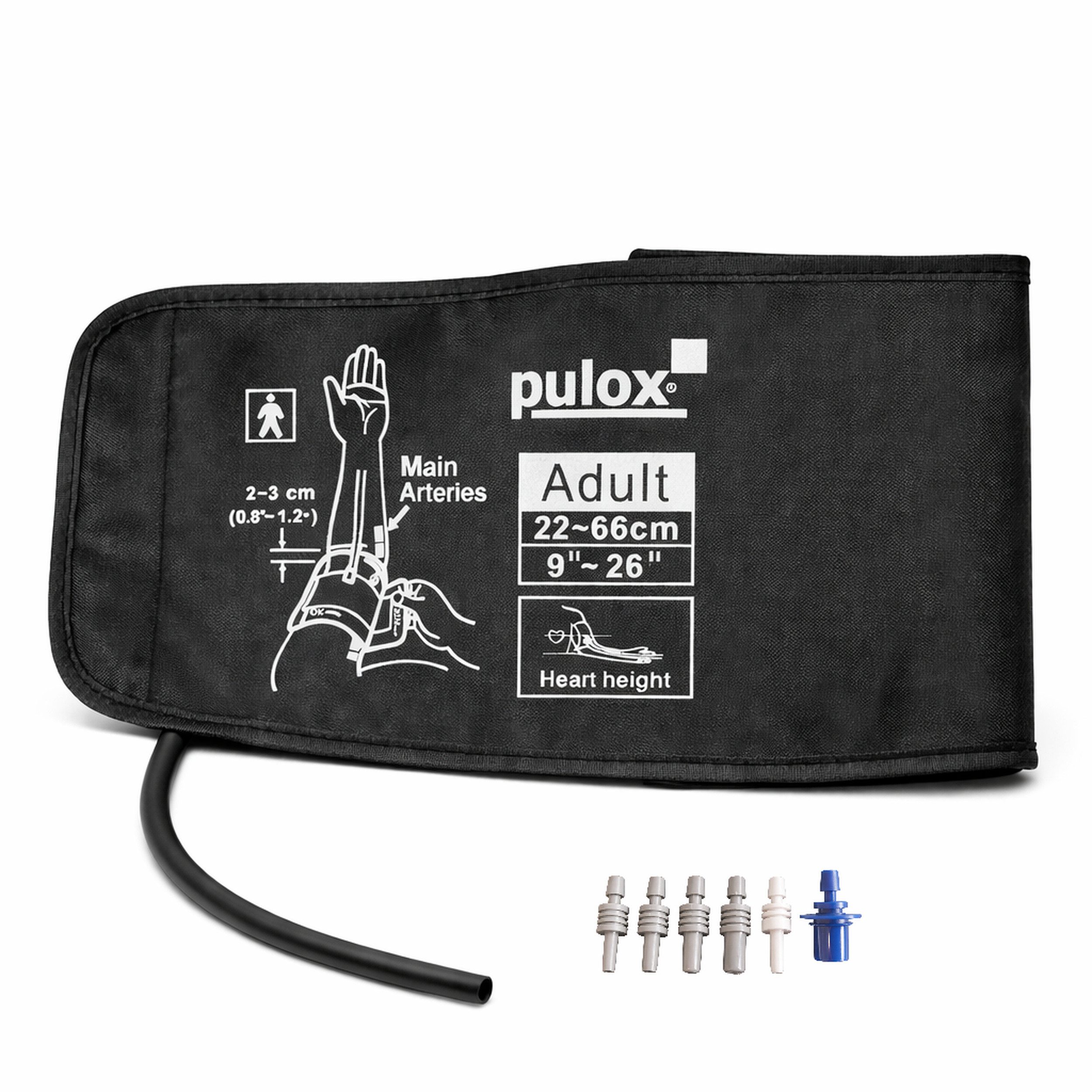 pulox Blutdruckmessgerät Blutdruckmanschette 22-66 cm Universal Einschlauch + 6 Adapter