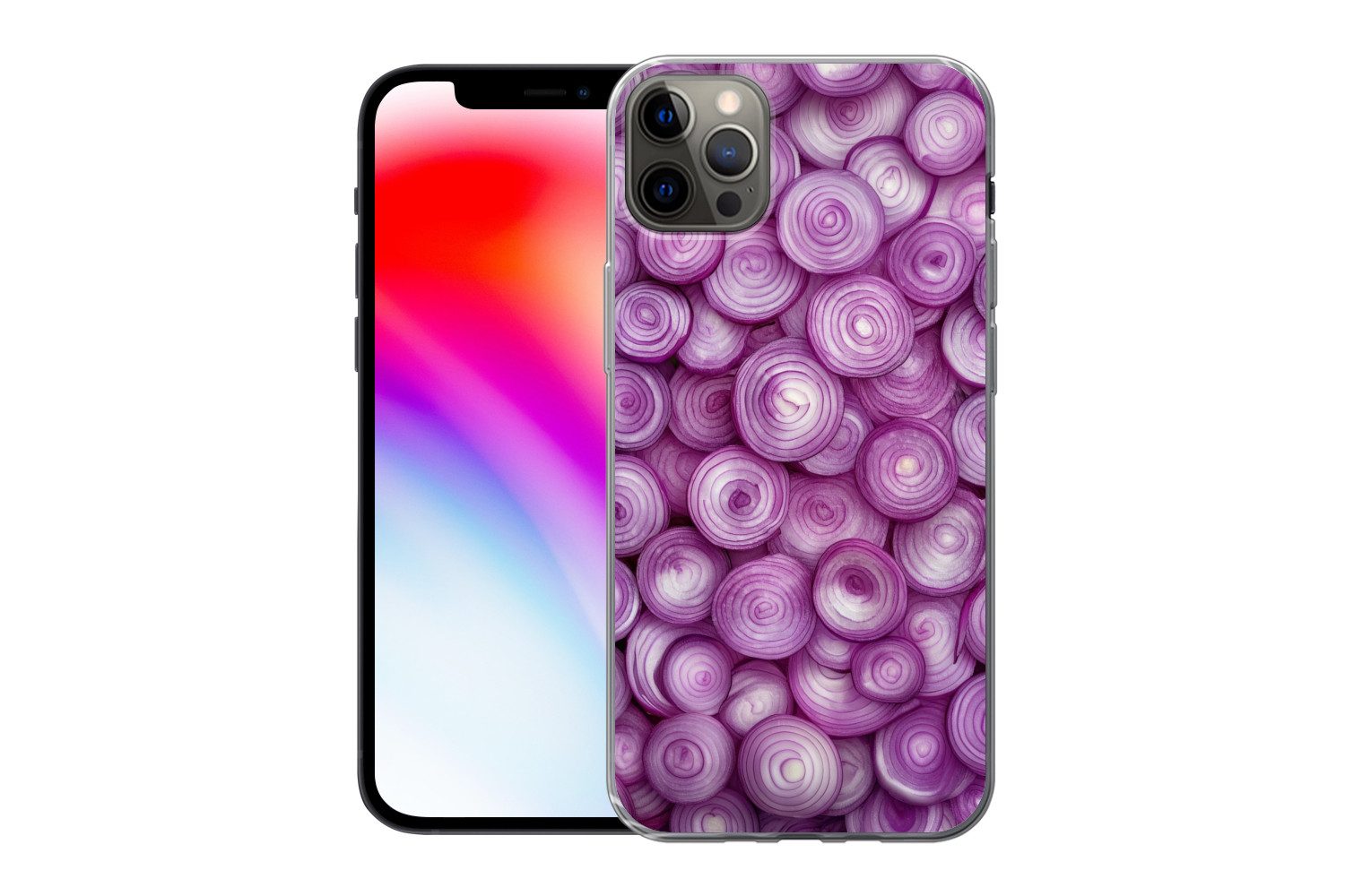 MuchoWow Handyhülle für Apple iPhone 13 Pro Max Lila - Zwiebeln - Nahaufnahme, Smartphone-Bumper, Print, Handy Schutzhülle Dünn