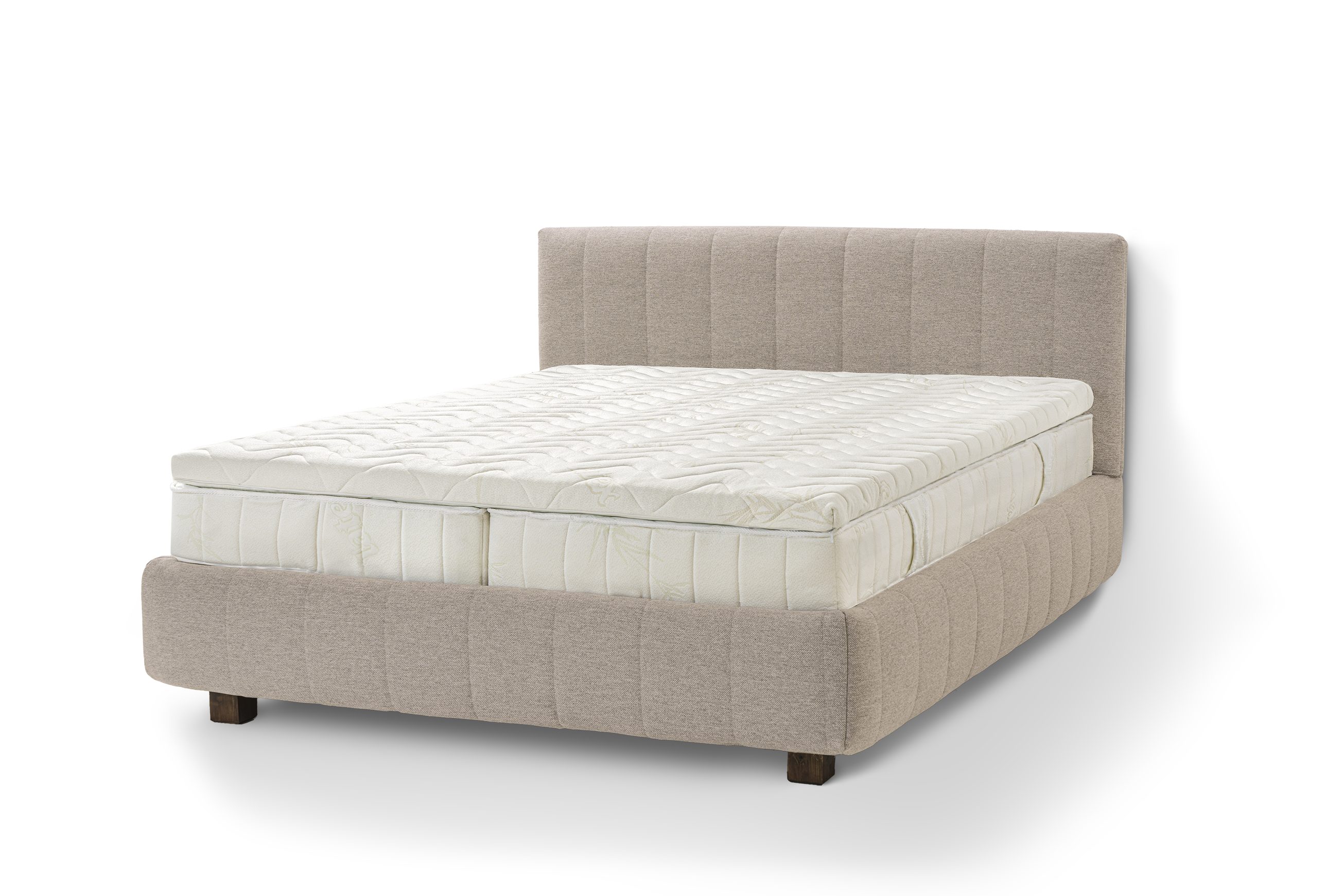 Letti Moderni Holzbett Bett Calma, hergestellt aus hochwertigem Massivholz Siena Beige
