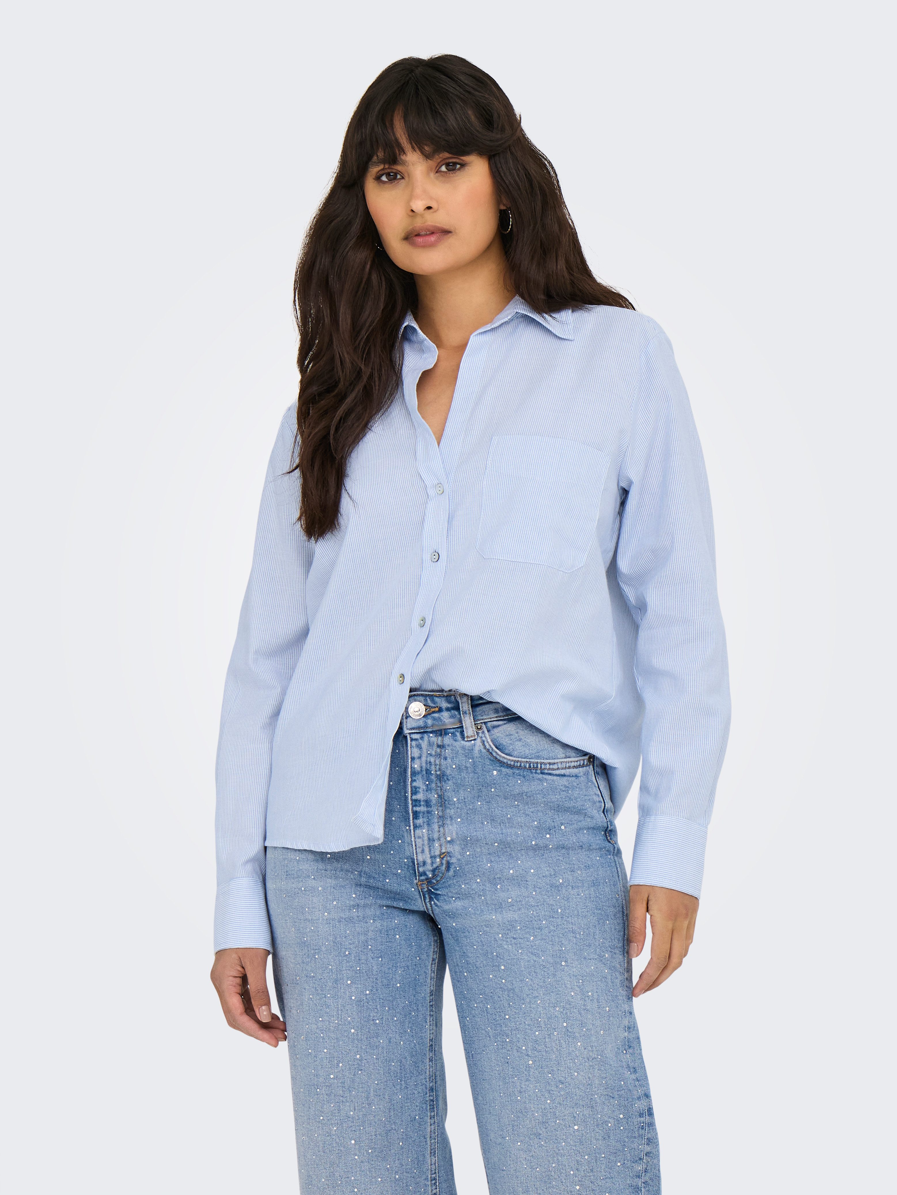 ONLY Hemdbluse ONLALINA LIFE L/S STRIPE SHIRT WVN günstig online kaufen