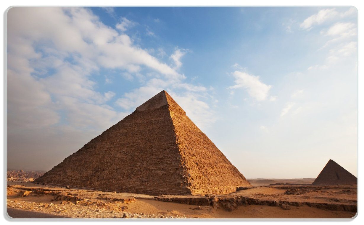 in Ägypten, 4mm, (inkl. rutschfester Pyramide Alte Gummifüße Wallario 1-St), ESG-Sicherheitsglas, 14x23cm Frühstücksbrett