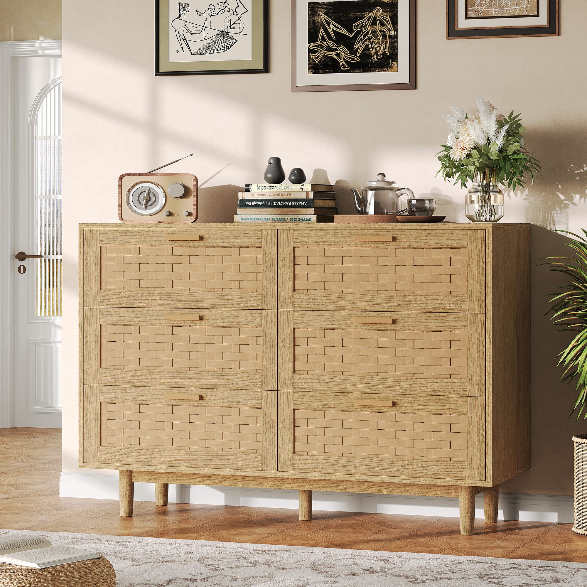 Kommode mit 6 Schubladen Sideboard Schubladenschrank