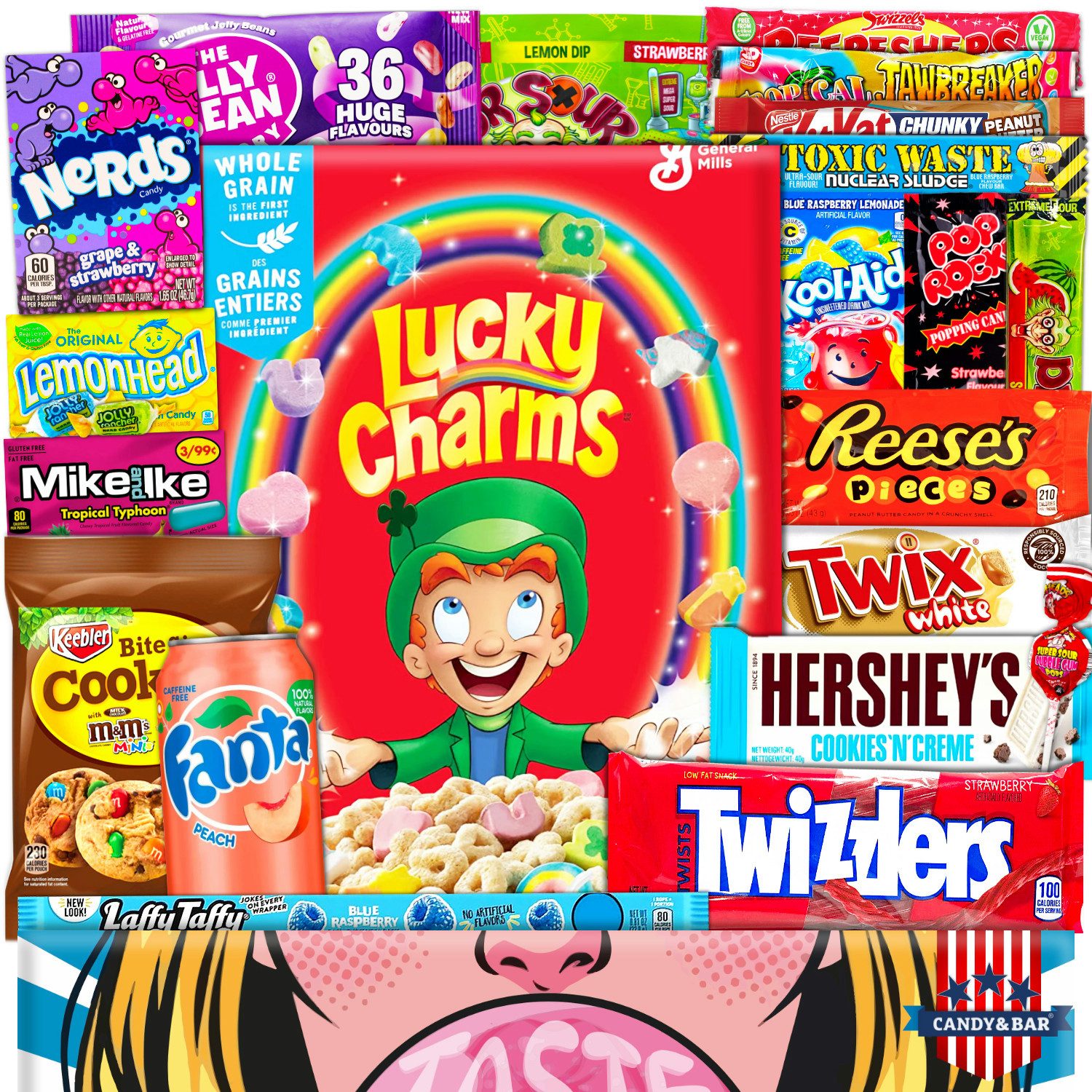 Candy & Bar Süßigkeit USA Candy Box 1,5 kg – US Süßigkeiten & Snacks Geschenkbox
