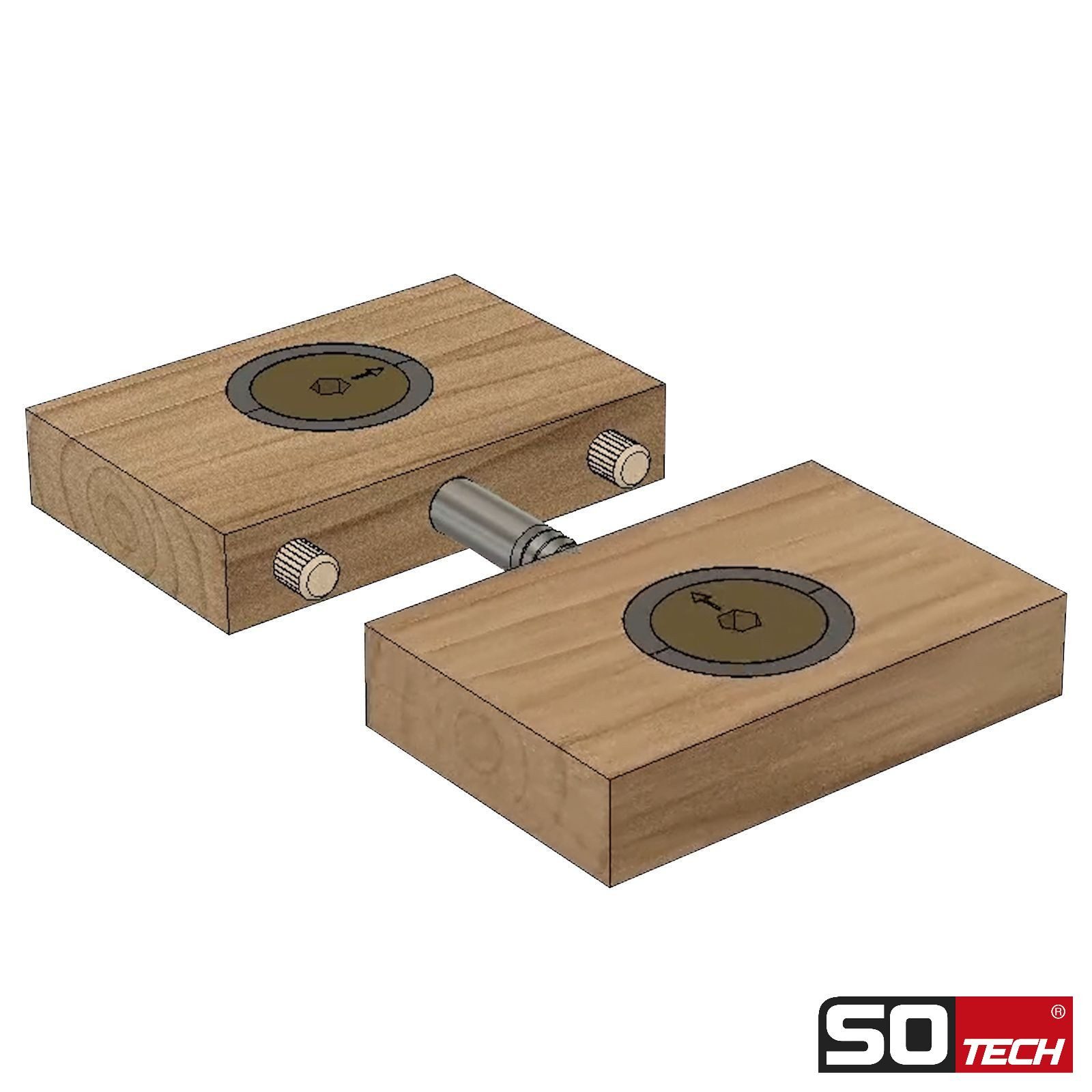 SO-TECH® Möbelbeschlag Plattenverbinder FUERTE für Holz- und Möbelkonstruktionen, Metall, Tiefe 64 mm, mit schwarzer Kunststoffabdeckung