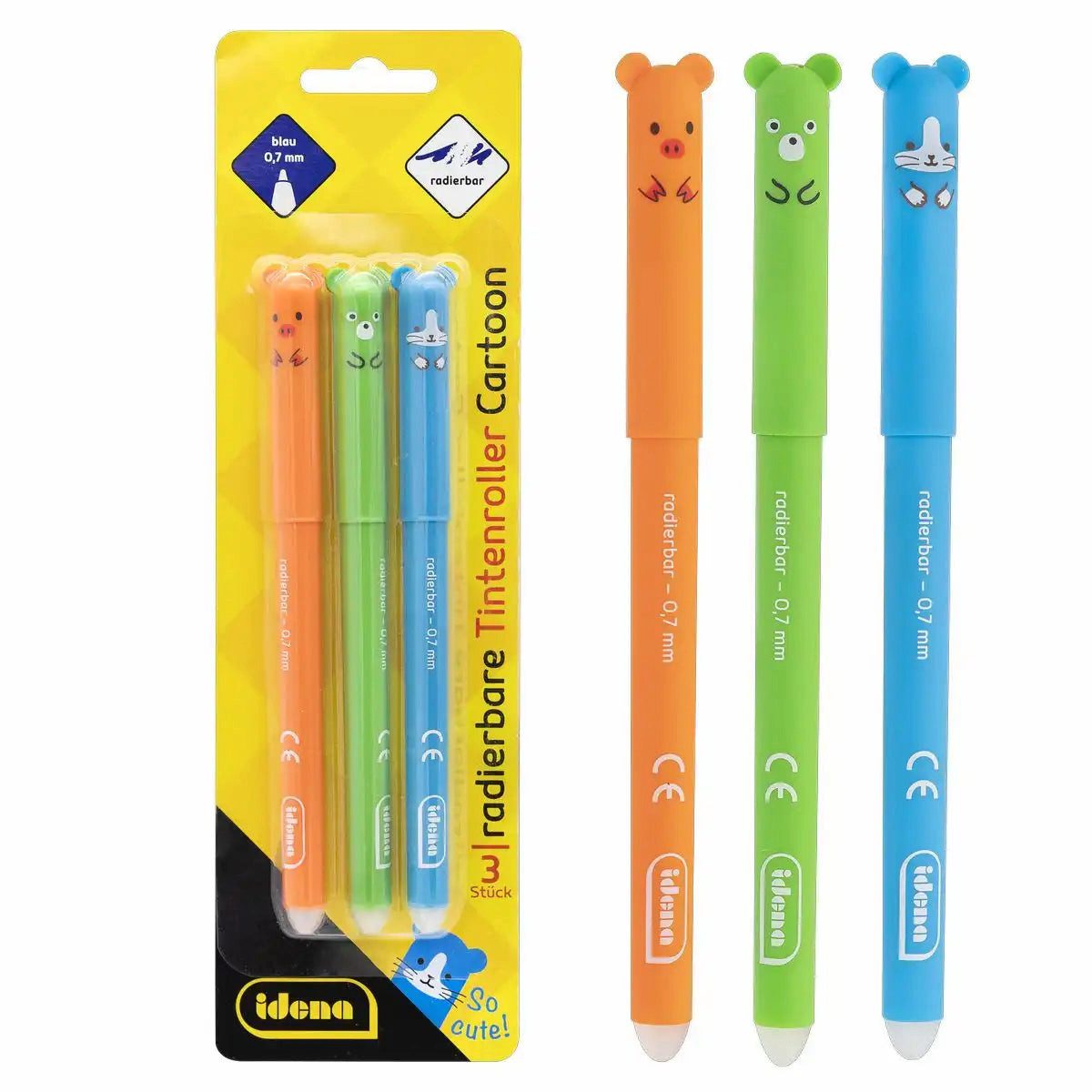 Idena Tintenroller Idena Tintenroller radierbar 0,7mm - 3er Set