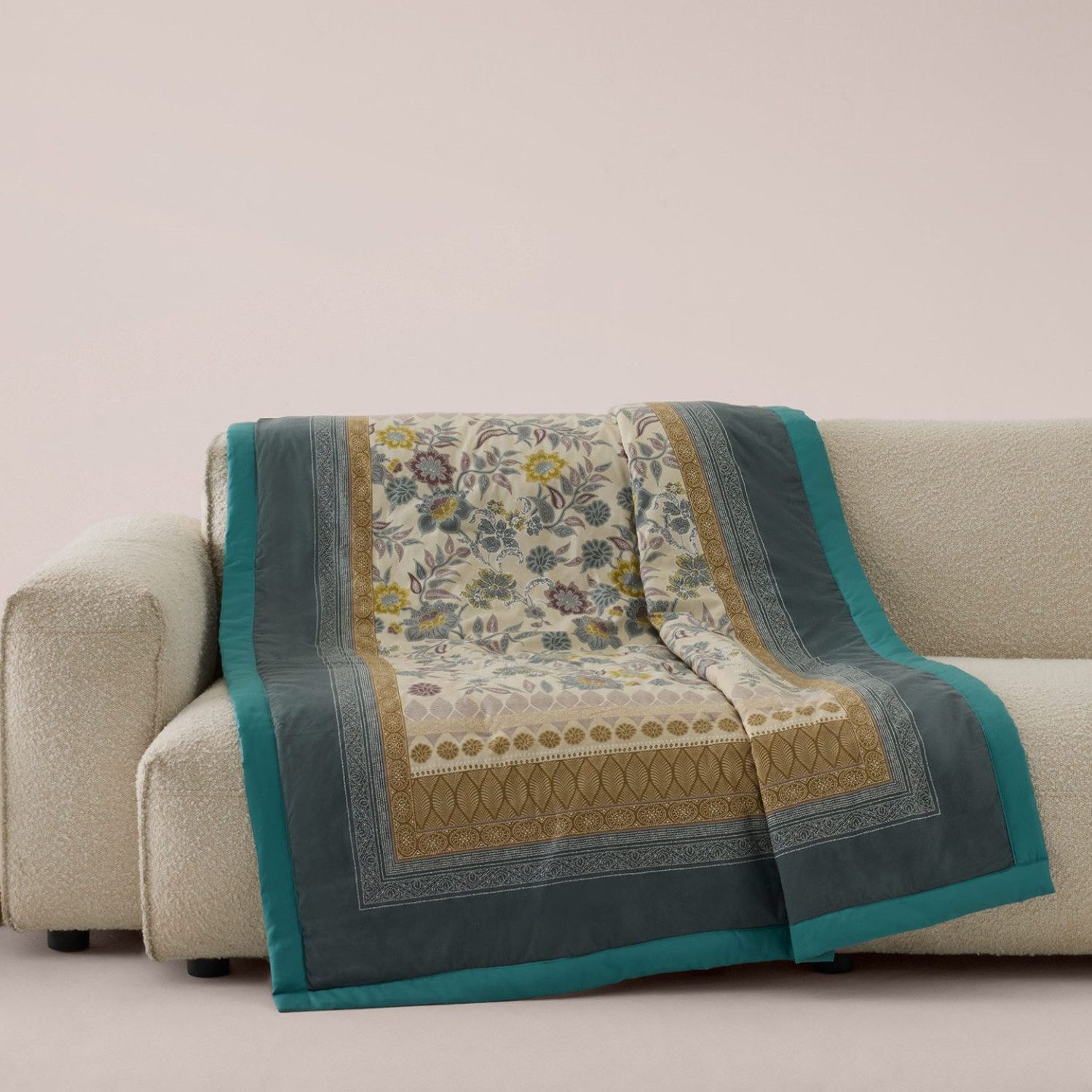 Plaid Bassetti Granfoulard Plaid Decke Wohndecke Varigotti V1 grün 135x190, Bassetti, Hochwerige italienische Markenqualität