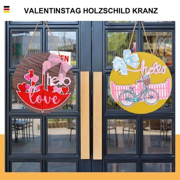 MAGICSHE Dekokranz Valentinstag Holzplakette Dekohänger, Blumenkranz Tür hängen