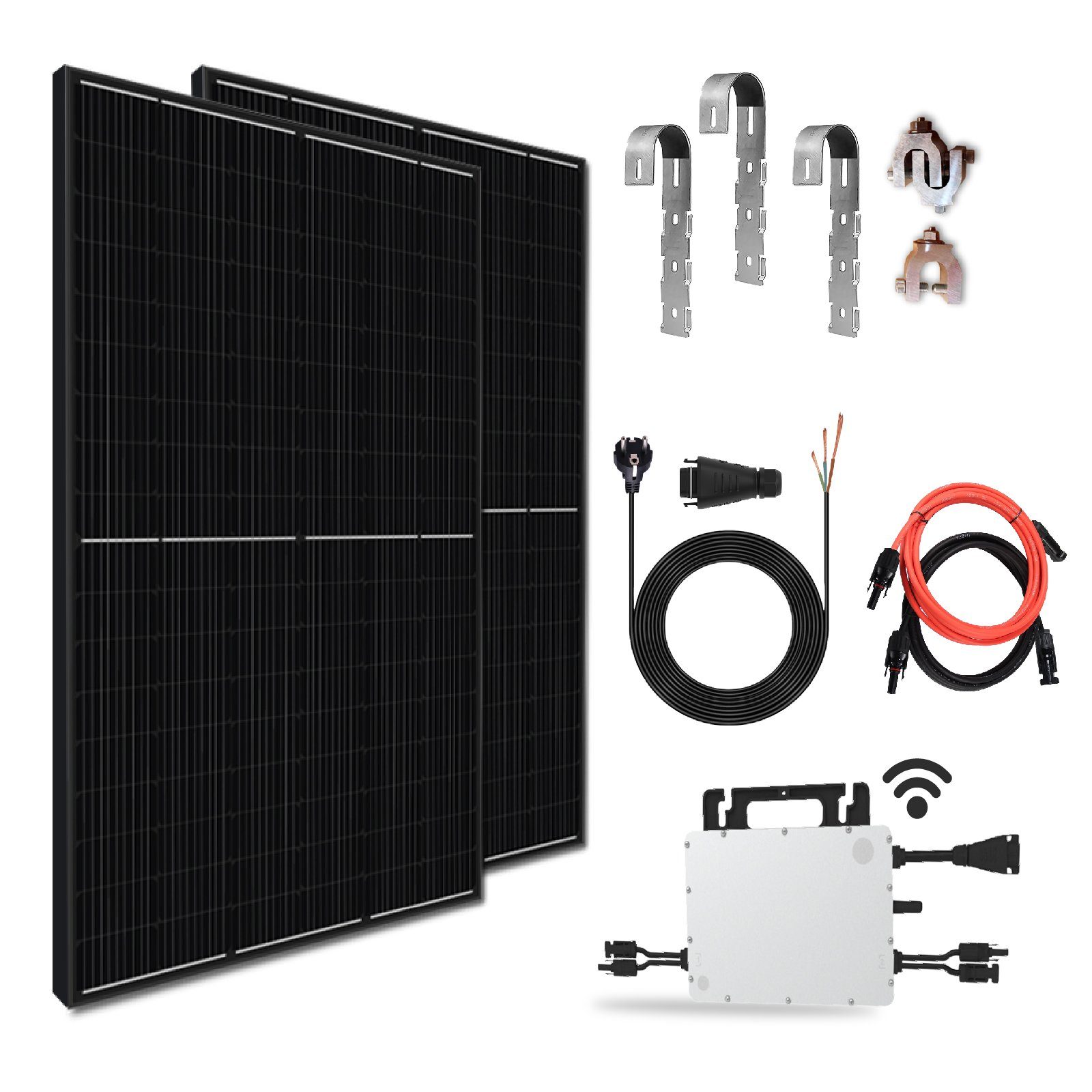 Campergold Solaranlage 800W Balkonkraftwerk Komplettset PV-Montage Balkongeländer Rund, Hoymiles HMS-800-2T Upgradefähiger WIFI Wechselrichter