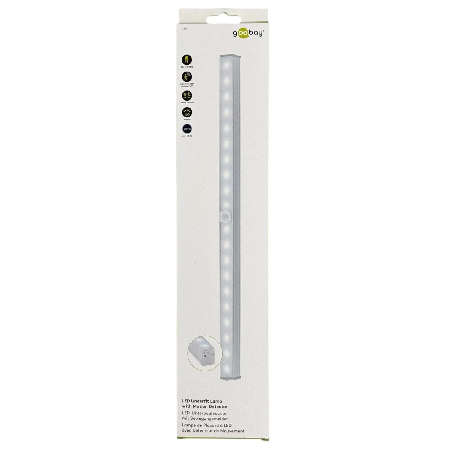 Goobay Unterbauleuchte LED-Unterbauleuchte mit Bewegungsmelder 30 cm 6500K kalt-weiß