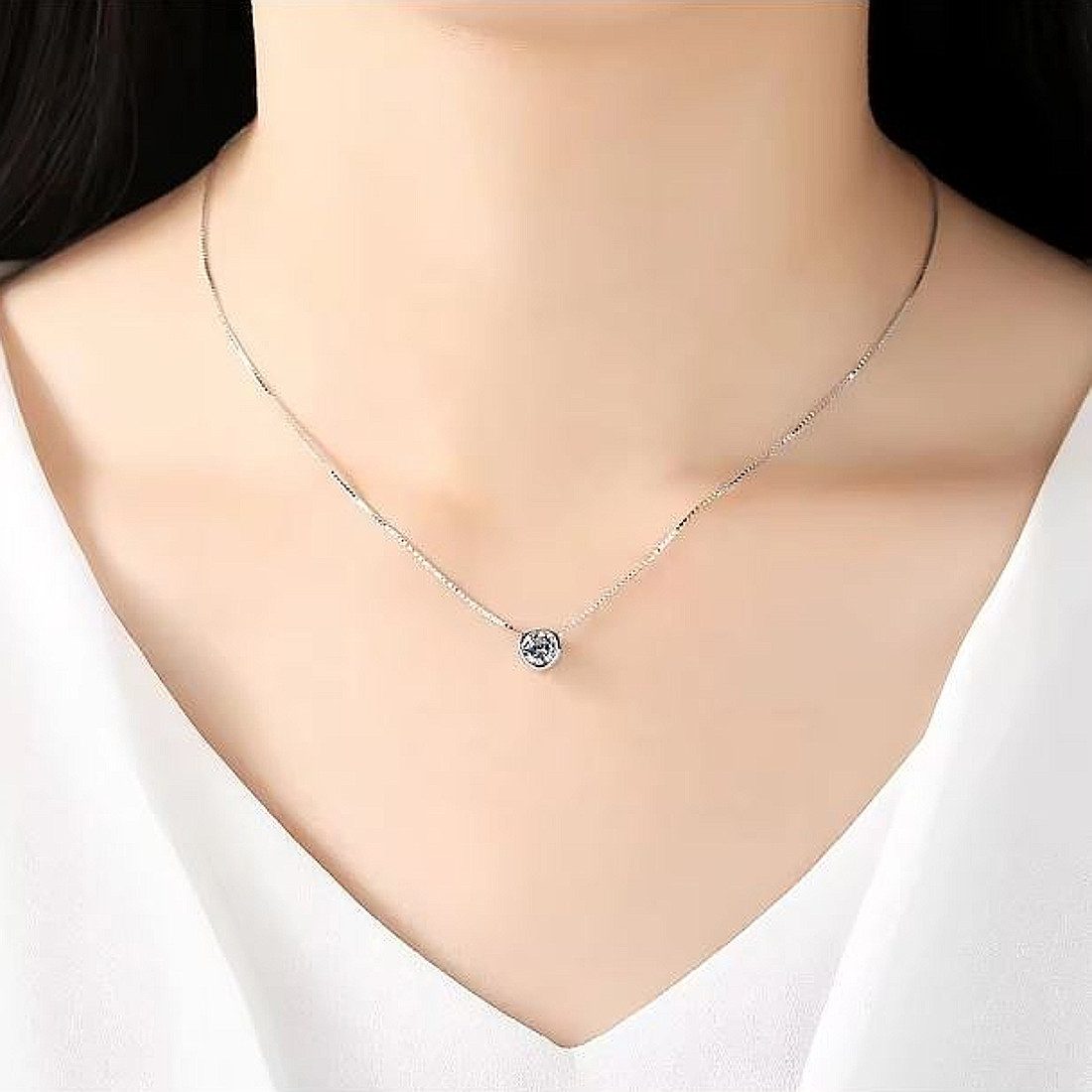 KARMA Silberkette Halskette Damen mit Kristall günstig online kaufen
