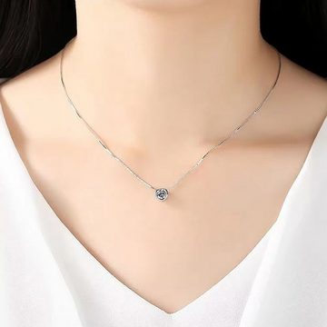 KARMA Silberkette Halskette Damen mit Kristall Anhänger Silber 925, Damenkette Kette Schmuck Kristalle Geschenk
