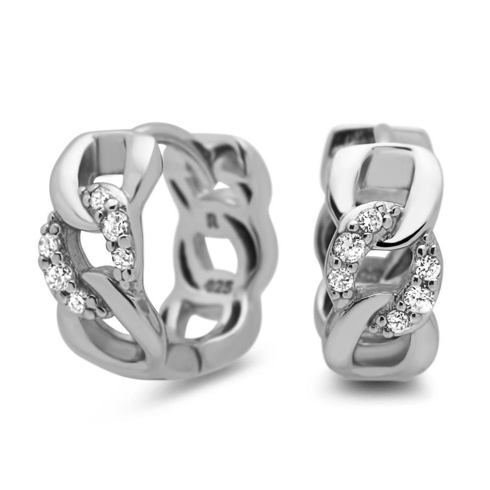 Paar Creolen Unique Creolen aus 925 Silber gliederförmig mit Zirkonia SE0454