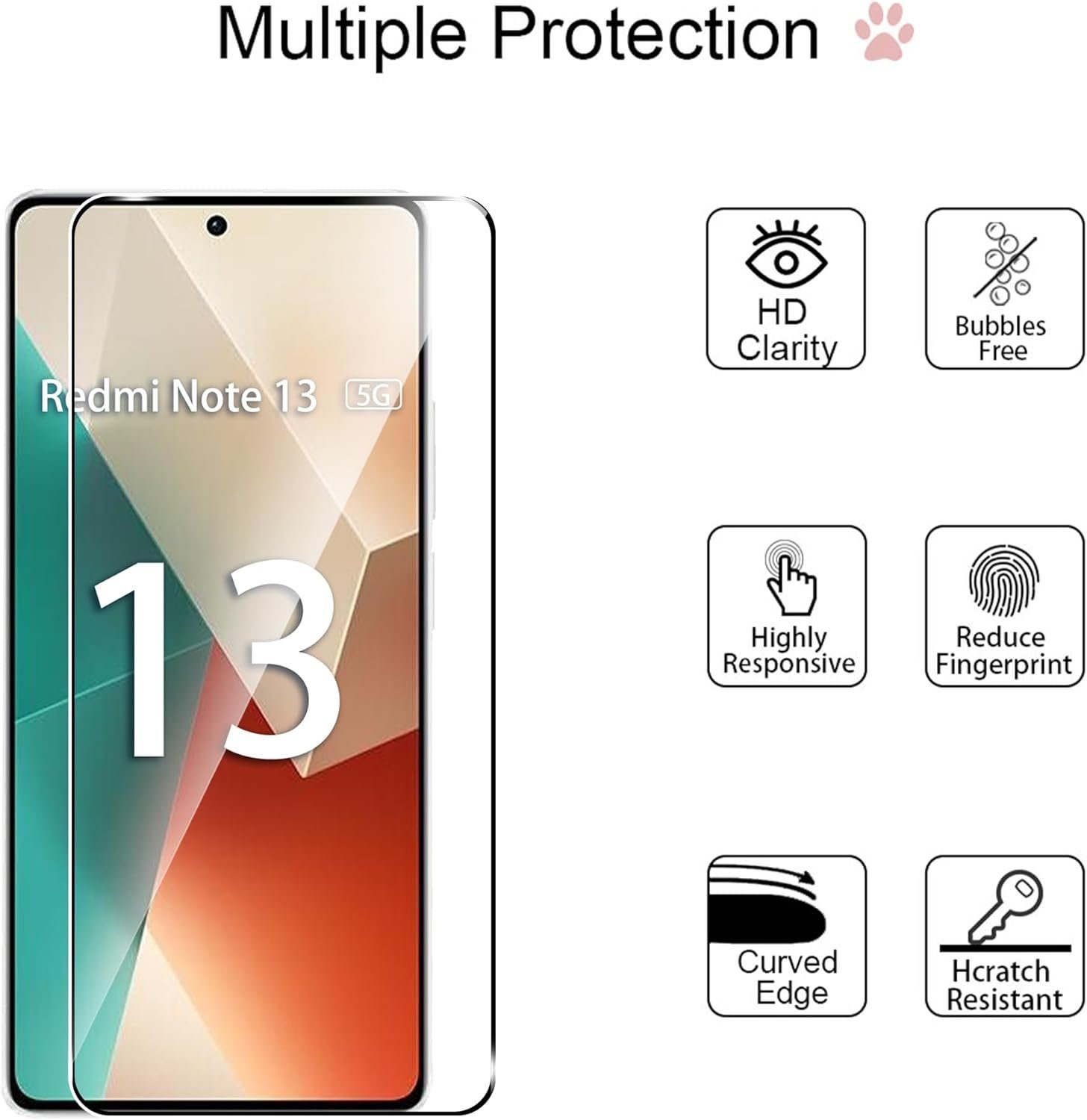 MSM Displayschutzglas 2X Schutzglas (Display + Kamera) für Xiaomi Redmi Note 13 5G – Bild 3 von 5