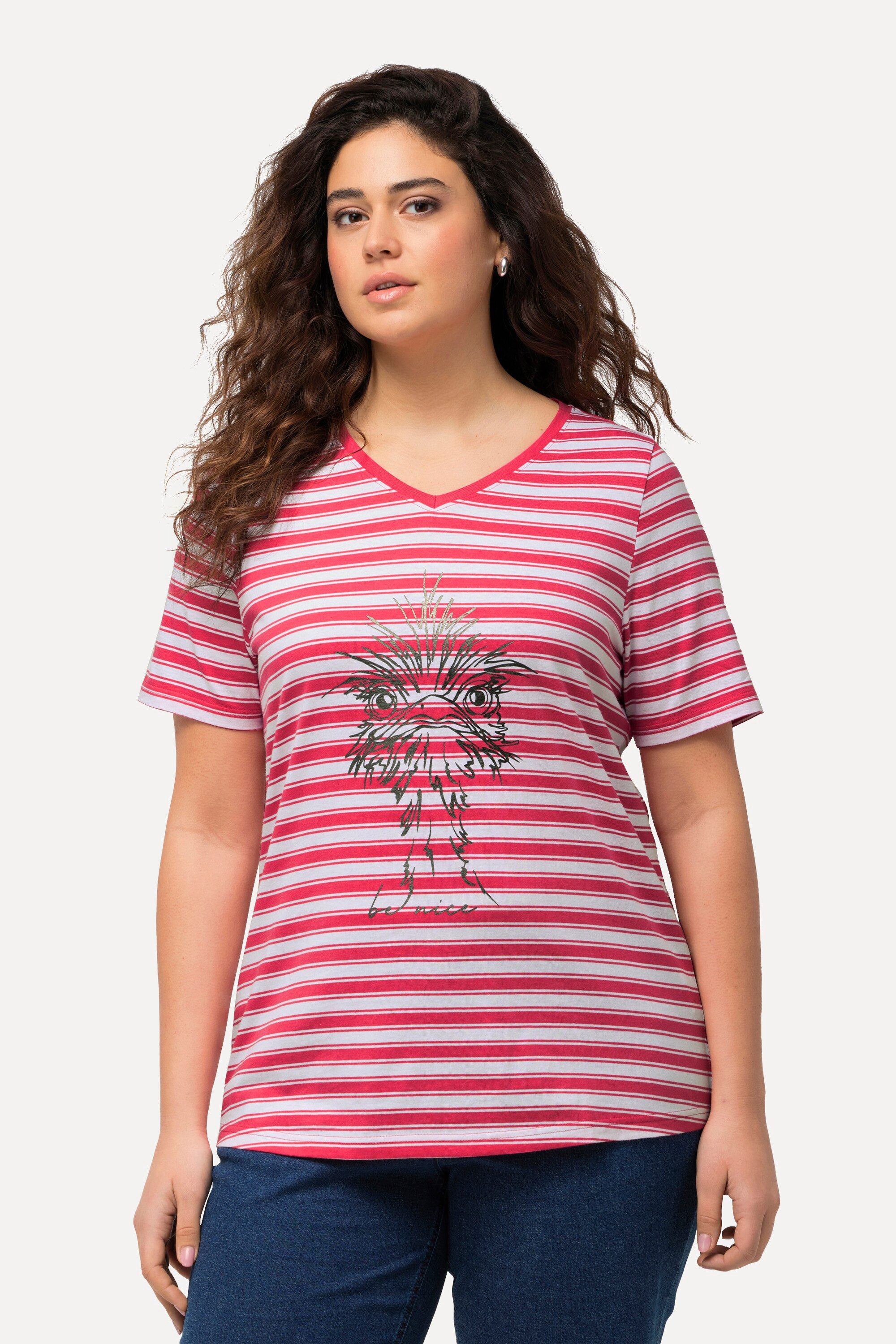Ulla Popken T-Shirt T-Shirt Ringel Metallic-Tiermotiv günstig online kaufen