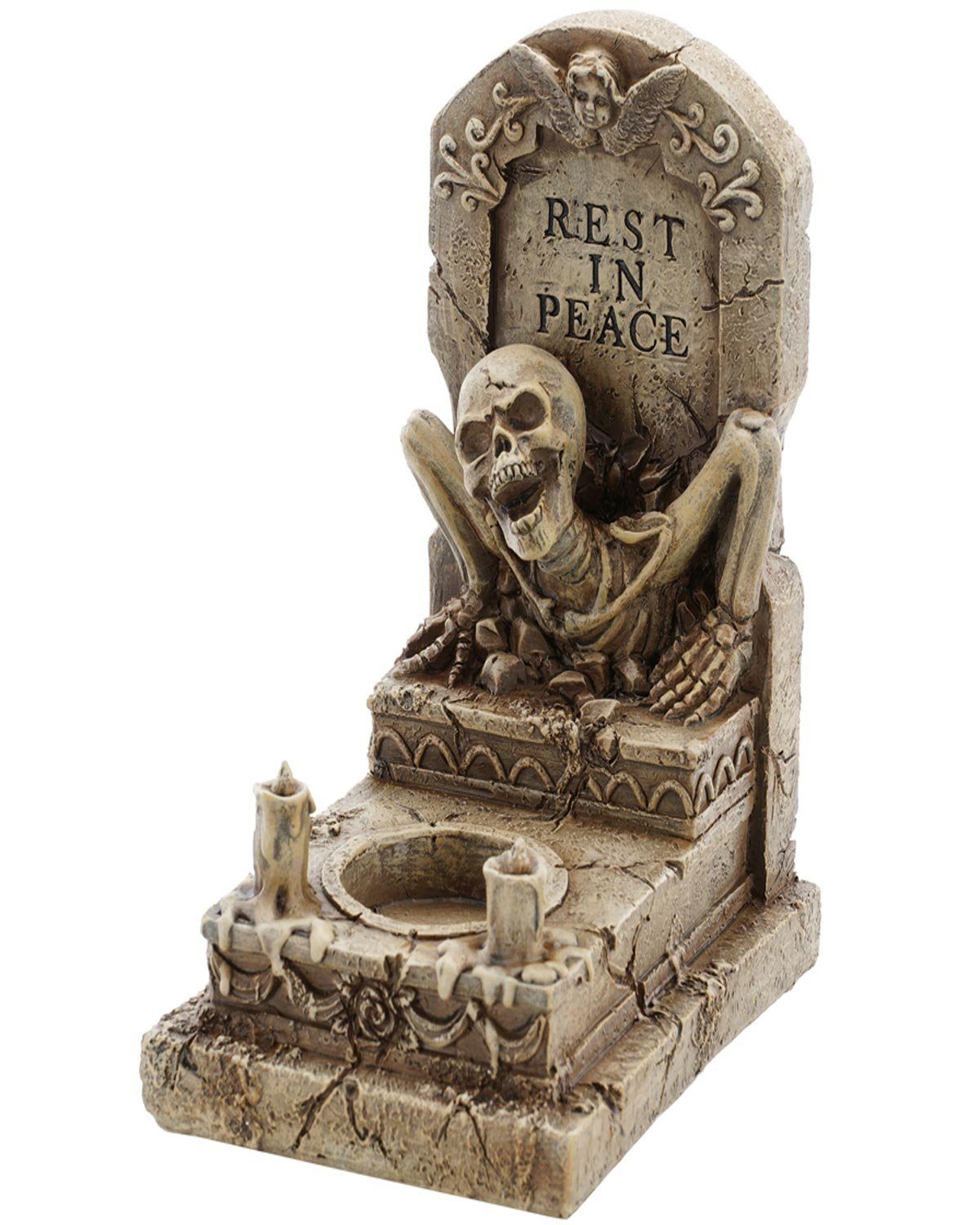 Dekoobjekt Kerzenhalter Totenkopf Halloween Dekoration 'Rest