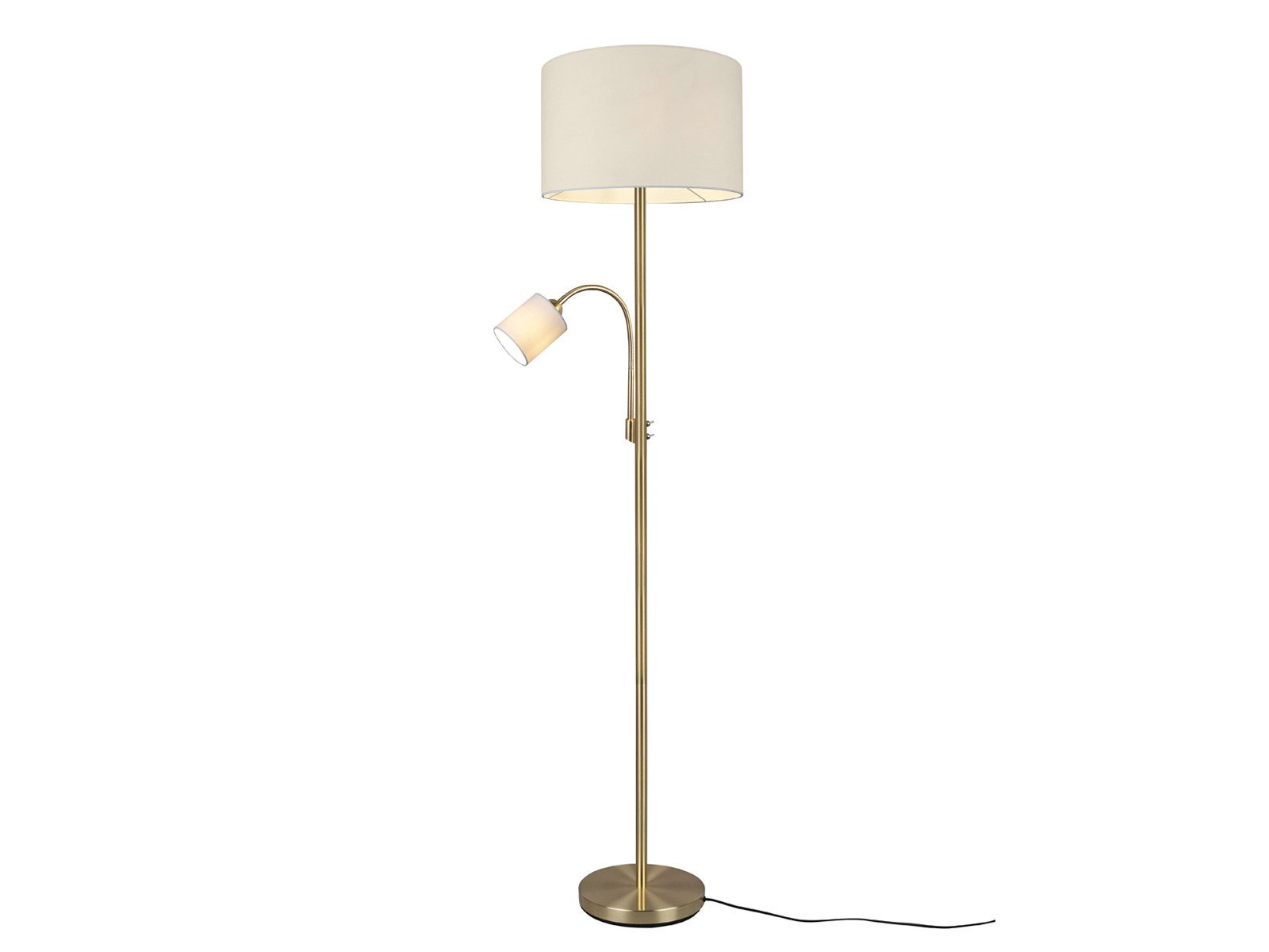 TRIO Leuchten LED Stehlampe mit Leselampe & Stoffschirm Höhe 170cm, dimmbar, LED wechselbar, Warmweiß, Designklassiker Steh-Leuchte groß für Lese-Ecke stehend